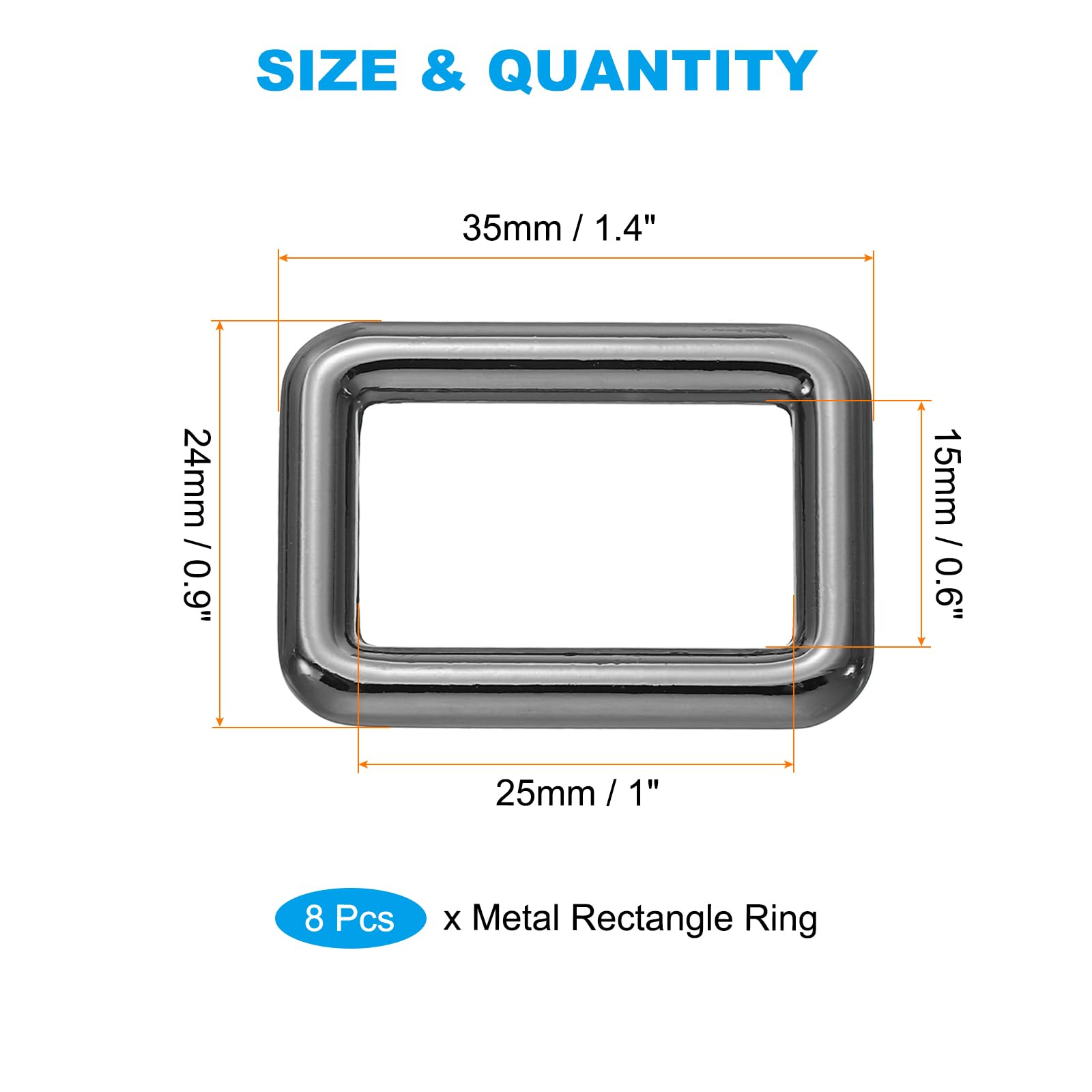 PATIKIL Flat Metal Rectangle Rings 1-1/4" / 32mm - Image 2