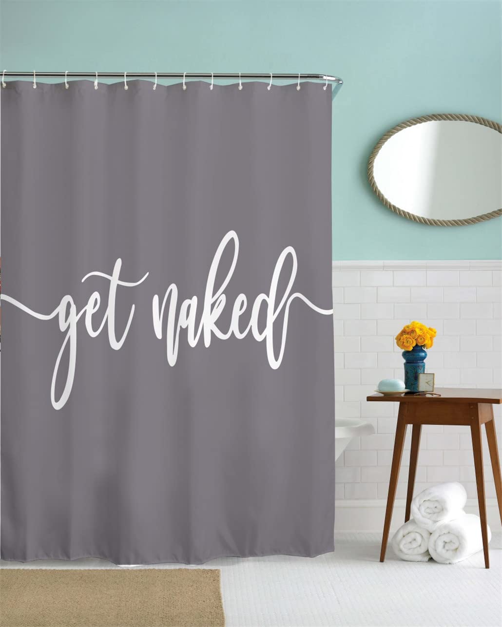 Goodbath Vis Douchegordijn, Oceaan Anti Schimmel Stof waterdichte Badgordijnen voor Badkamer Badkuip, 180 x 180 cm, Lichtblauw