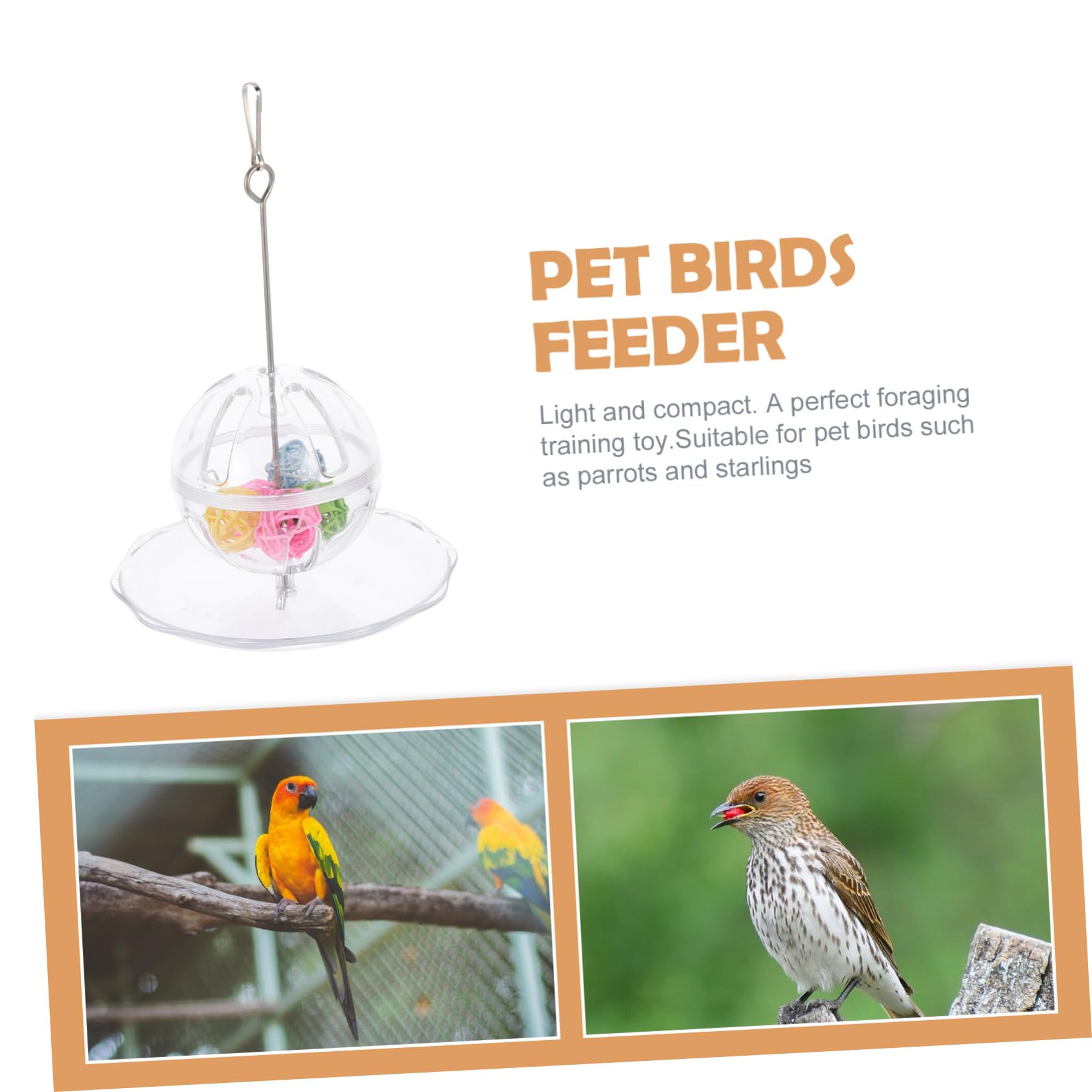 BESPORTBLE 2sets Mangiatoia Per Pappagalli Con Pallina Da Foraggio Accessori Per Uccelli Facile Da Installare Per Macaw e Cockatiel Sicuro e Salubre Gioco e Nutrimento Per Tuoi Volatili