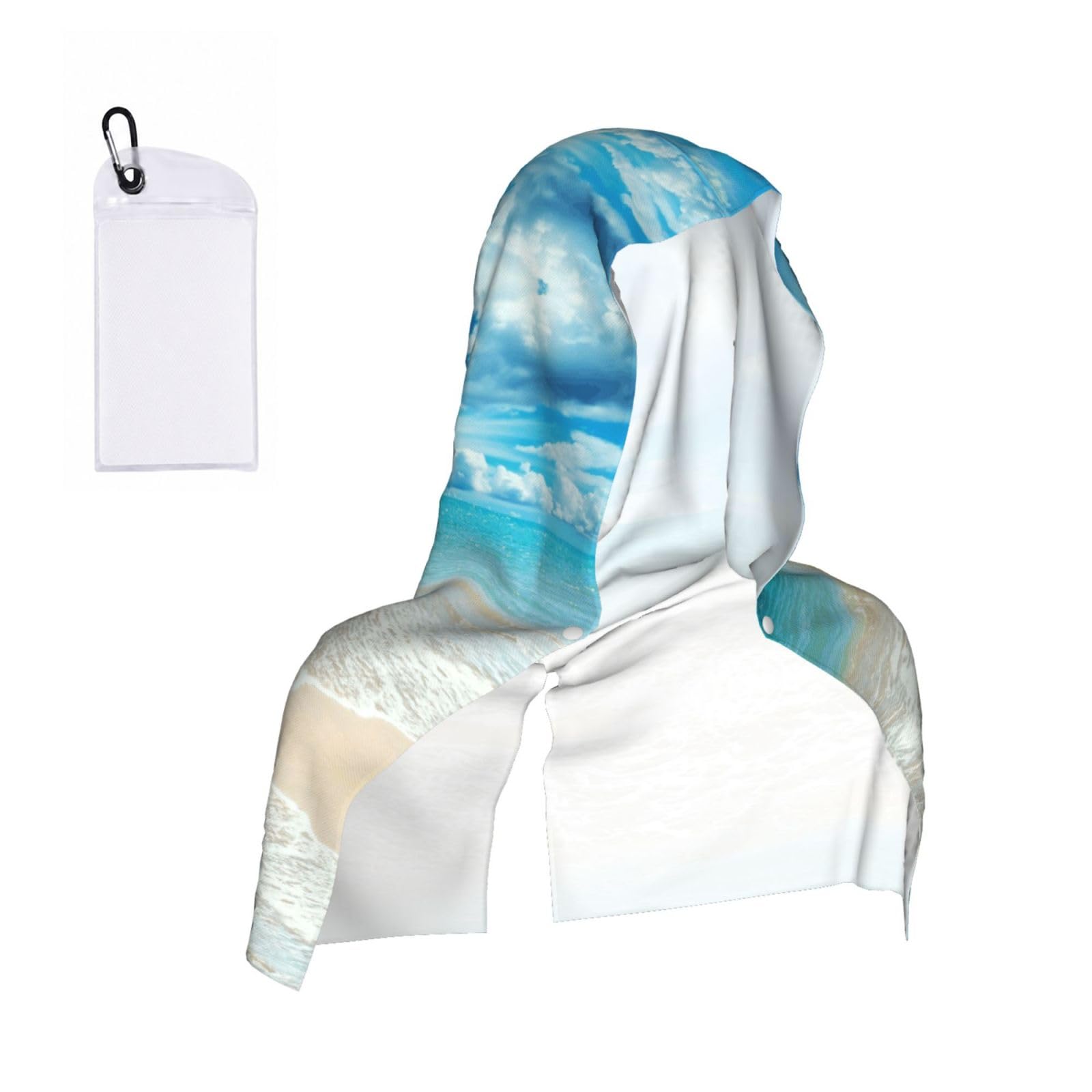 EZDLOWVBA Scenic Sea Water Print 2 Pack Cooling Hoodie Towels,Sports Headscarf, Neck Wrap Scarf,Breathable Cooling Towel For Neck And Face, Travel, Swimming, Training