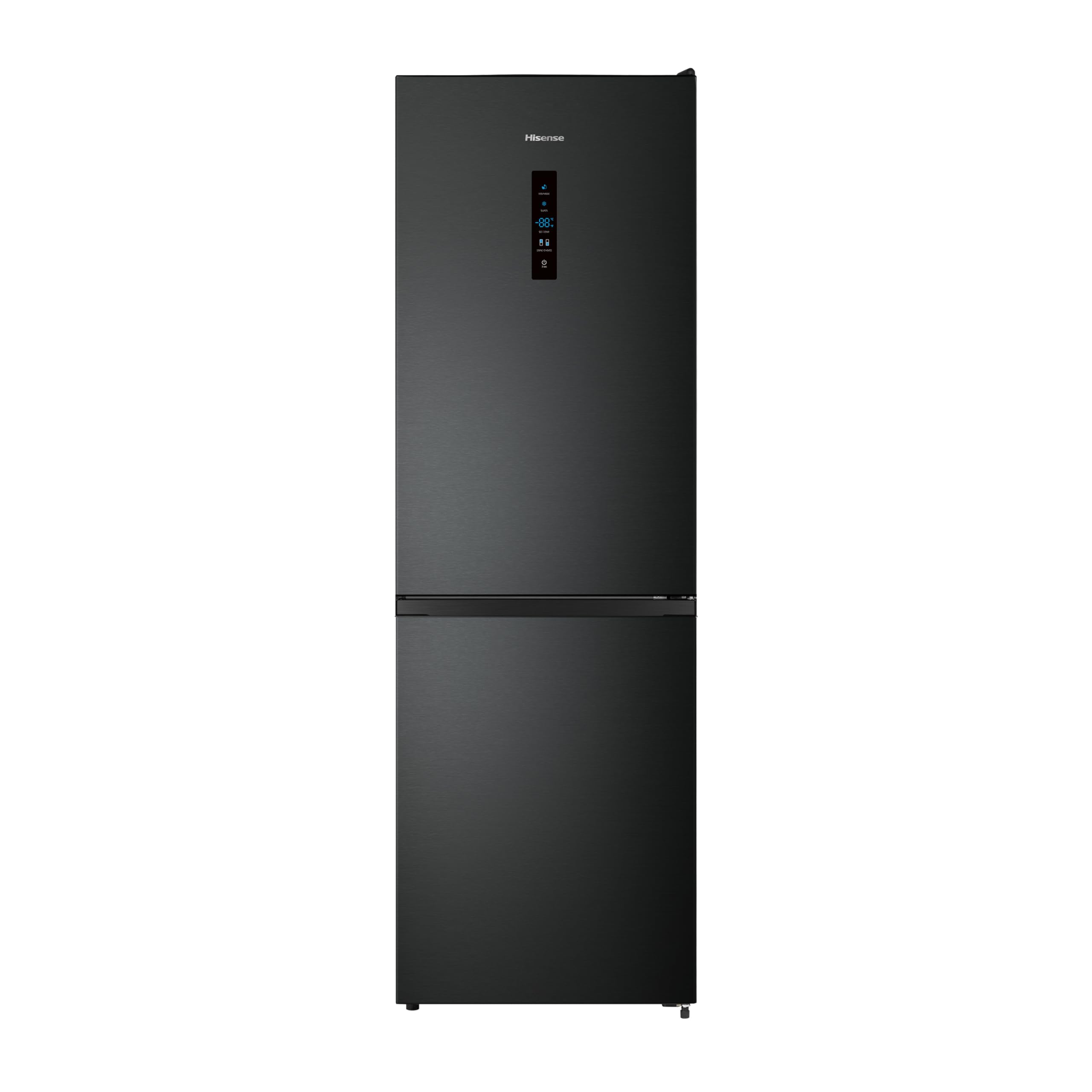 Hisense RB390N4BFC Kühl-Gefrier-Kombination Total No Frost Multi Air Flow LED Display Black Inox EEK C