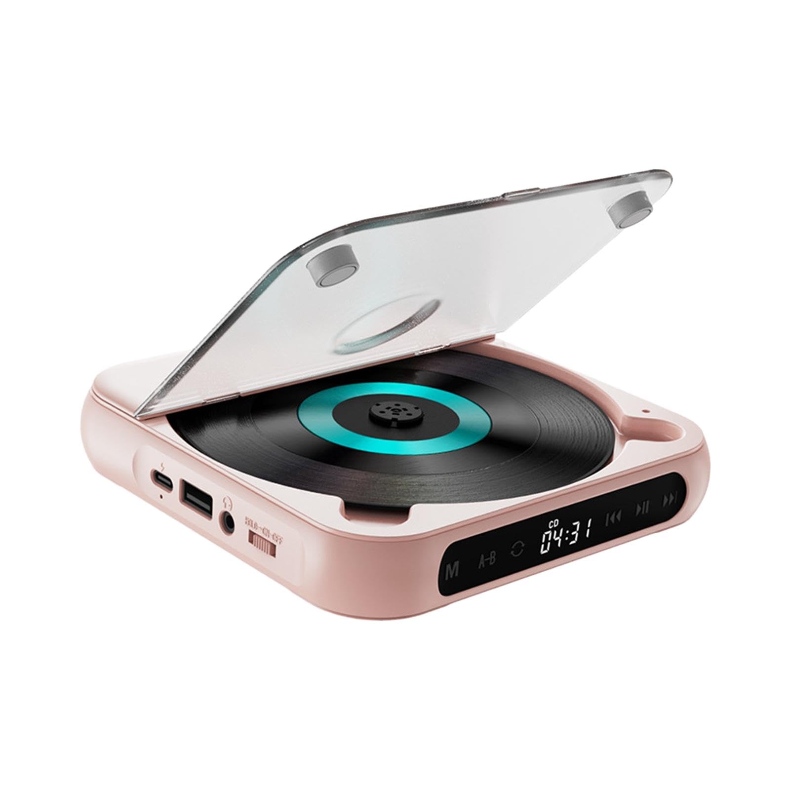 Home - Reproductor de CD compacto para amigos, estudiantes de idiomas, niños, color rosa, 135 x 135 x 25 mm