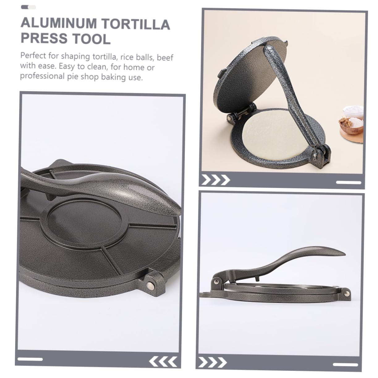 IMIKEYA Pressa Mattarello Nero per e Resistente Tortilla All'usura Alluminio in senza Bisogno di Farina e Impasto di Mais, per Uso Domestico e Professionale