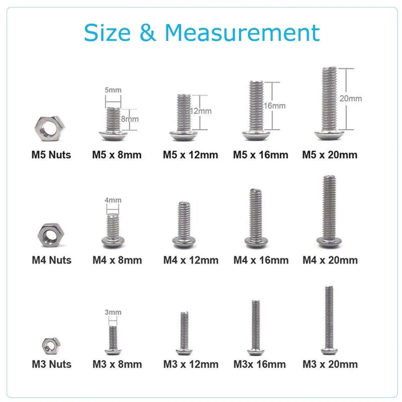 Edelstahl Sechskant-Innensechskant-Zylinderschrauben Sechskantgewindemaschine Metrische Mutternschraube Sortiment Kit Set