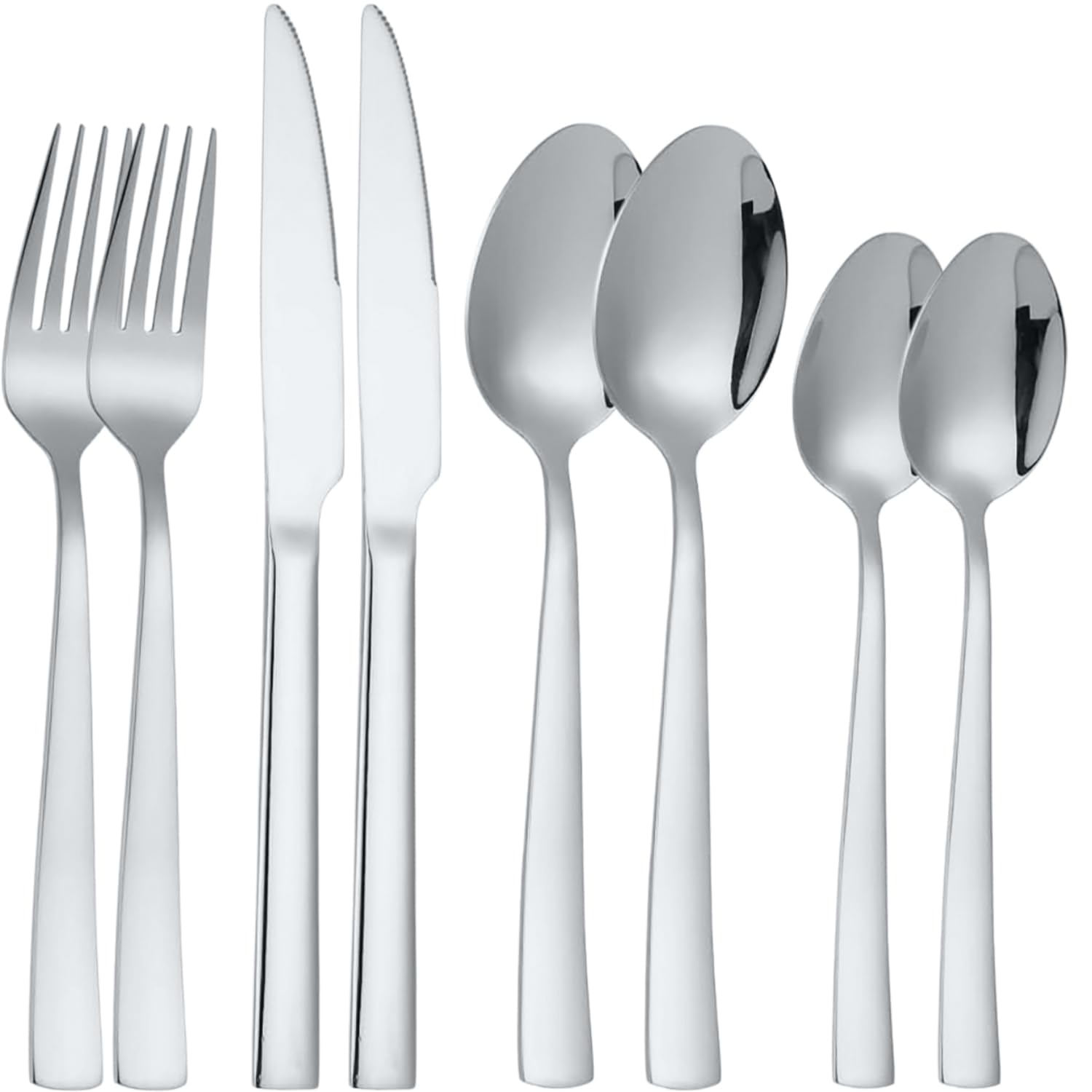 Naidev Silverware Set for 2, 8-Piece 18/10 Stainless Steel Flatware Set,Forged Cutlery Set Matte Finish for Home,Restaurant and Parties, Dishwasher Safe.