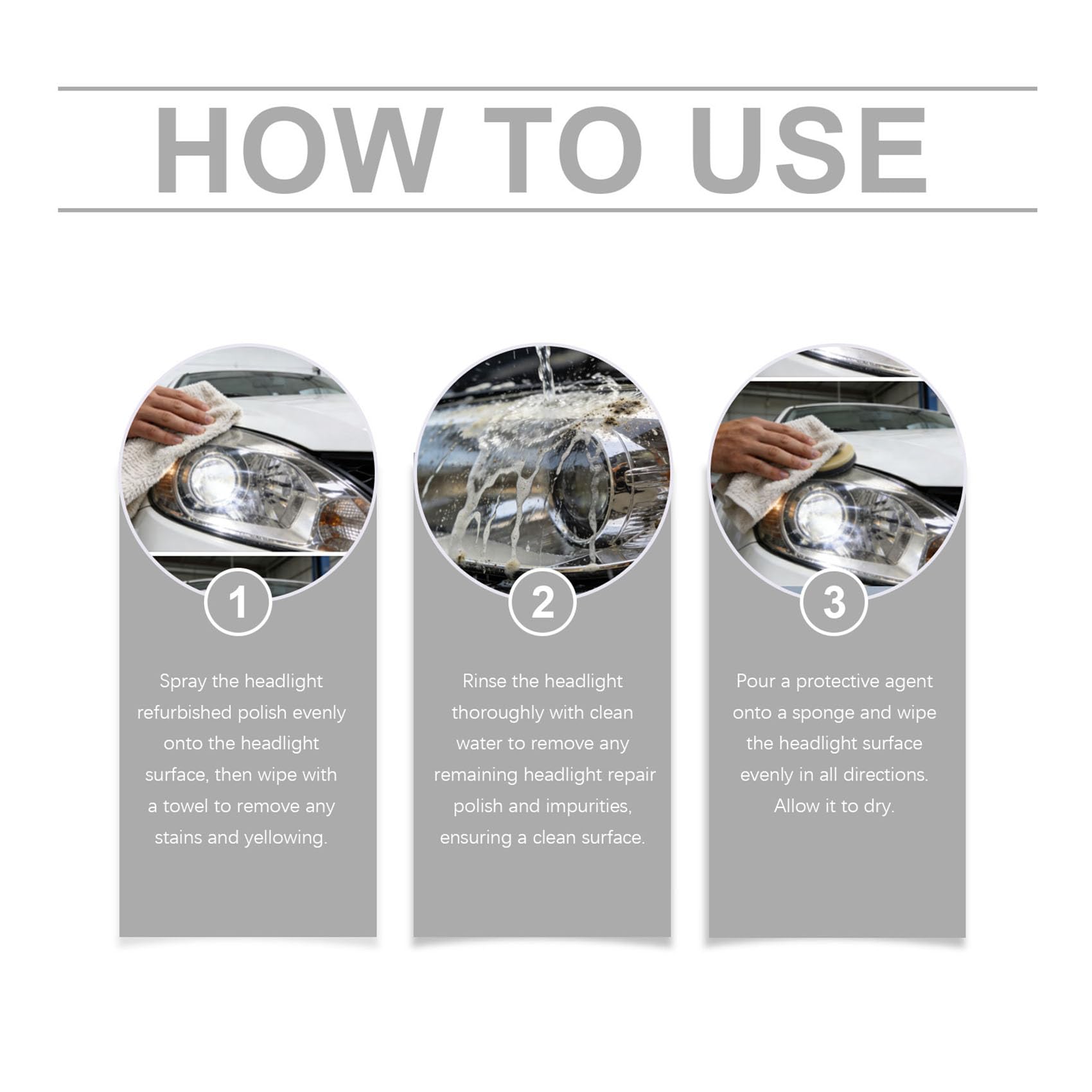 Headlight Refurbished Suit, Car Headlight Cleaner for Foggy Yellowed Lenses, Helps Improve Lens Clarity for Cars, Trucks, Motorcycles (1pcs)
