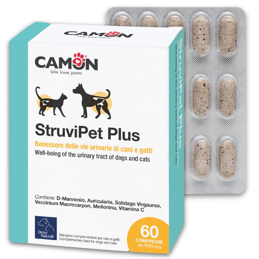 CAMON | StruviPet Plus, diätetisches Ergänzungsfuttermittel für Hunde und Katzen für das Wohlbefinden der Harnwege, 60 Tabletten à 1 g
