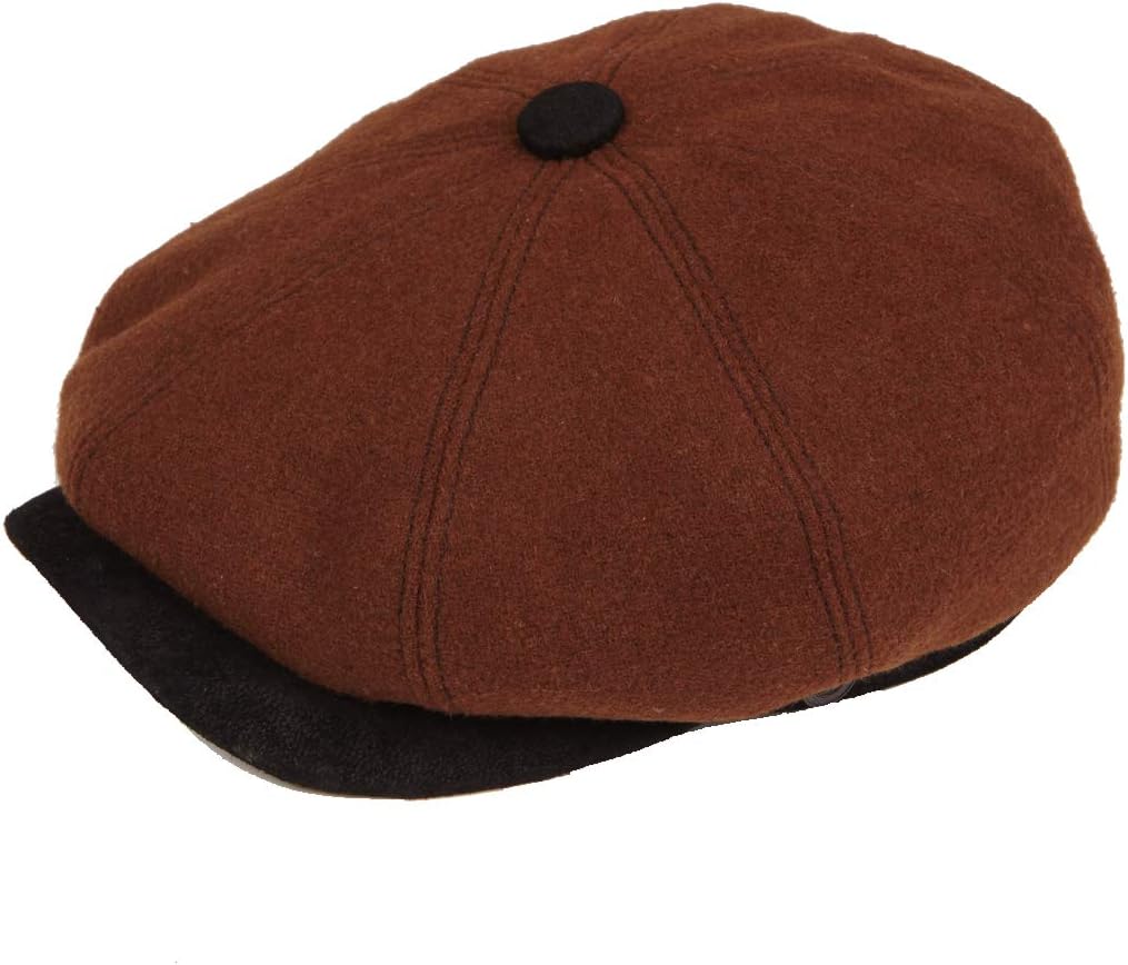 DASMARCA Eight Piece Gatsby Newspaper Boy Bakerboy Wool Leather Cap