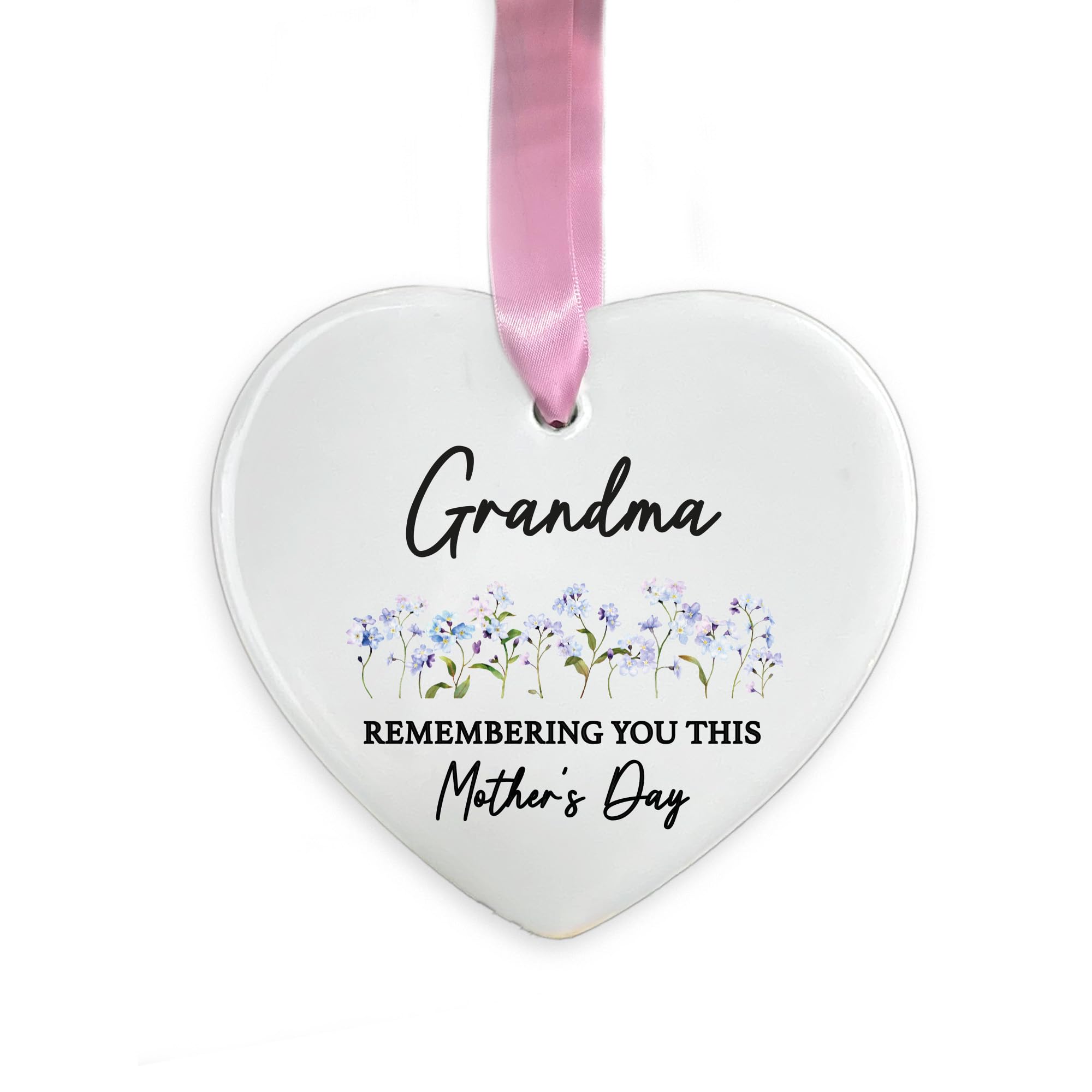 Grandma Memorial Ornament, Remembering You This Mother’s Day Ceramic Decoration, In Loving Memory Nana Granny Remembrance Keepsake Gift (Heart)
