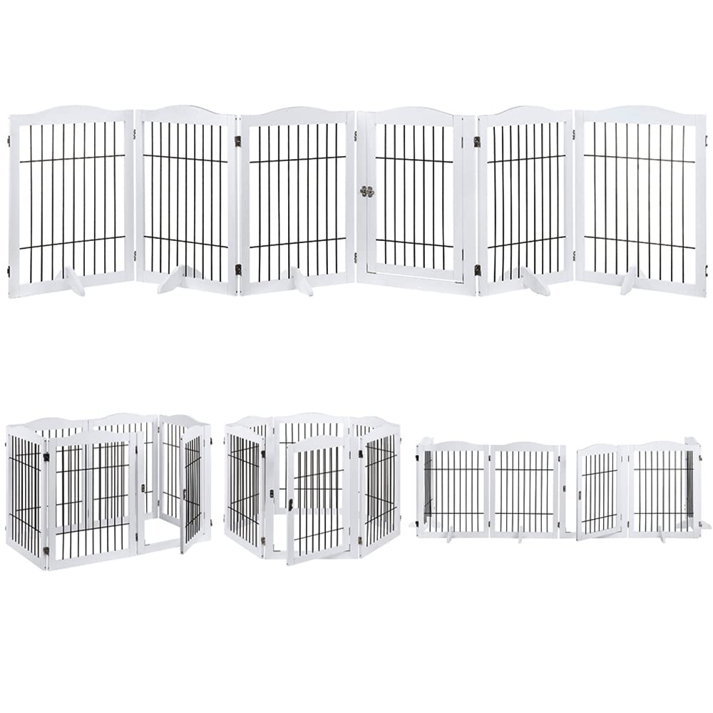 Buy Extra Wide Pet Gate, 6 Panels Freestanding Dog Gate with Walk