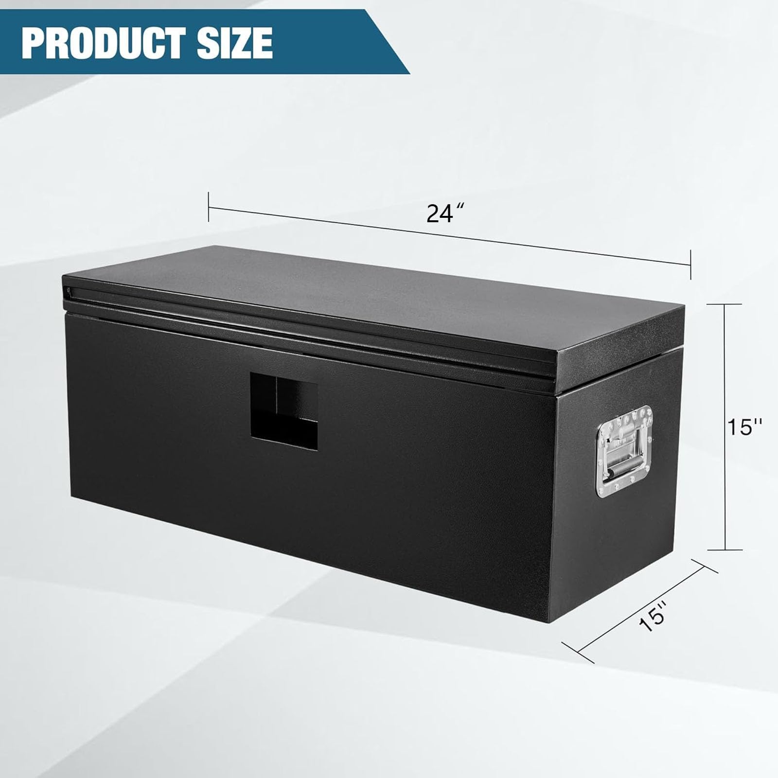 GarveeLife Werkzeugkasten aus Eisen für Pickup, Abschließbare Truck Tool Box mit Doppeldeckel, Wetterfeste Laderaumkiste mit Vertiefungsdeckel, 38 × 38 × 91 cm