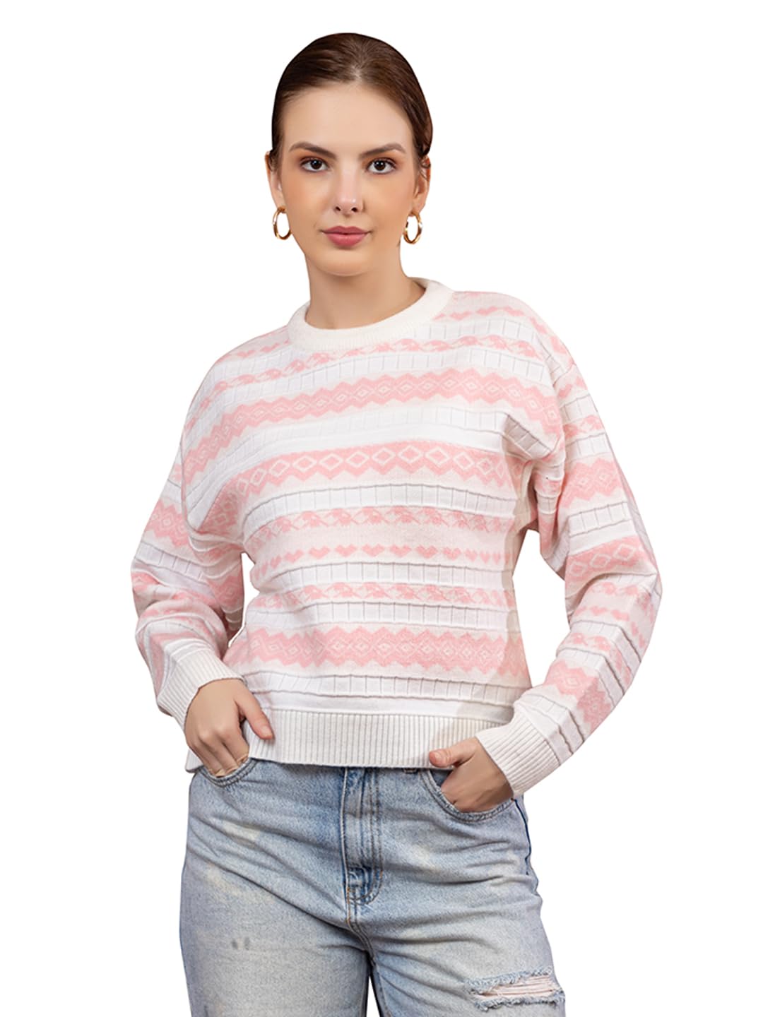 Women’s Winter Pullover Sweater | Comfortable Knitwear with Crew Neck, Long Sleeves | Elegant Fair Isle Pattern | Soft & Lightweight Layer for Cold Weather-image-26