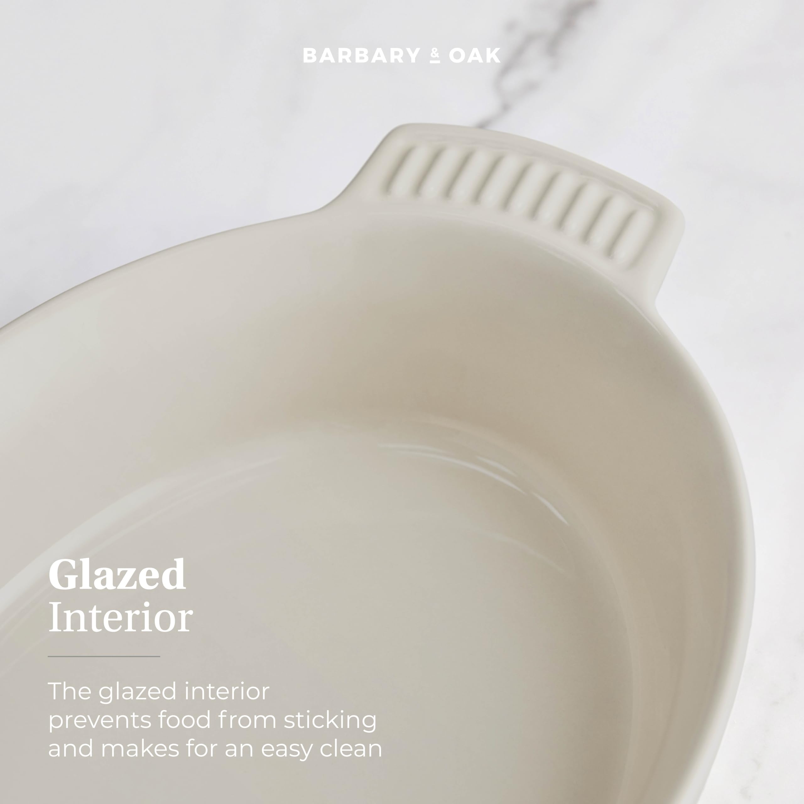 Barbary & Oak BO875002CRM - Fuente ovalada de cerámica con interior esmaltado, apta para lavavajillas, color crema Camembert