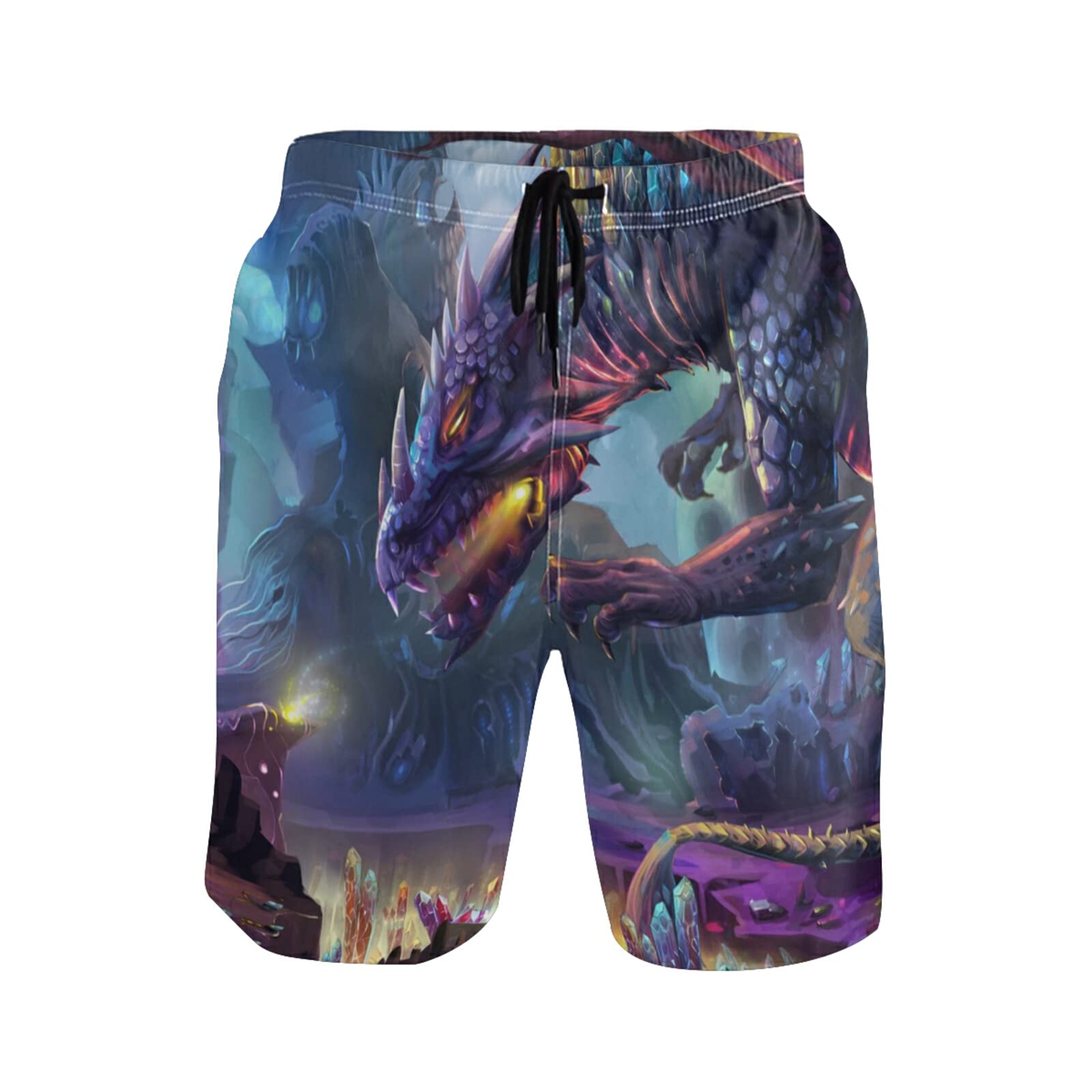 Linomo Men's Swim Shorts Dragon Planet Swimming Trunks Beach Shorts Quick Dry Surfing Board Shorts for Men Multicoloured