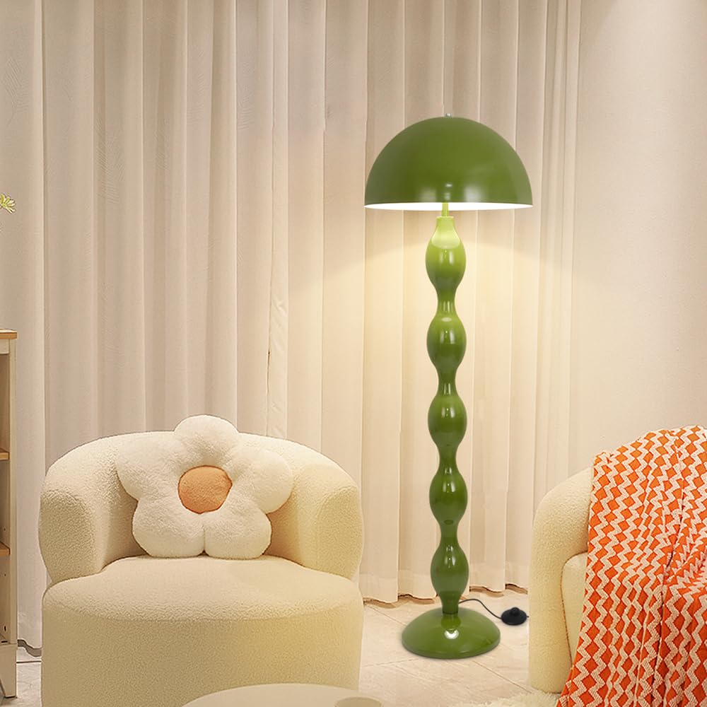 Lampara de Pie Salon,Lámpara de Pie LED Verde en Forma de Seta,Lampara de Pie Lectura Moderna para Dormitorio con Interruptor de Pedal,Lámpara de Esquina de 150 cm para Decoración del Hogar