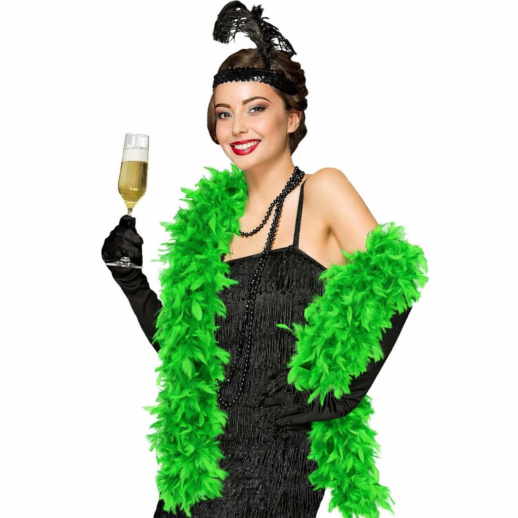 The Fancy Dress Womens Feather Boas - 60G Thick Hen Night Flapper Accessory For Wedding Christmas Concert UK (Green) — image 1