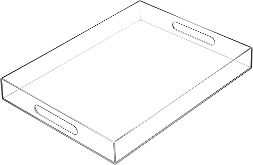 BEYLANG Bandejas decorativas de acrílico transparente para mesa de café otomana (transparente, 12 x 20 pulgadas)