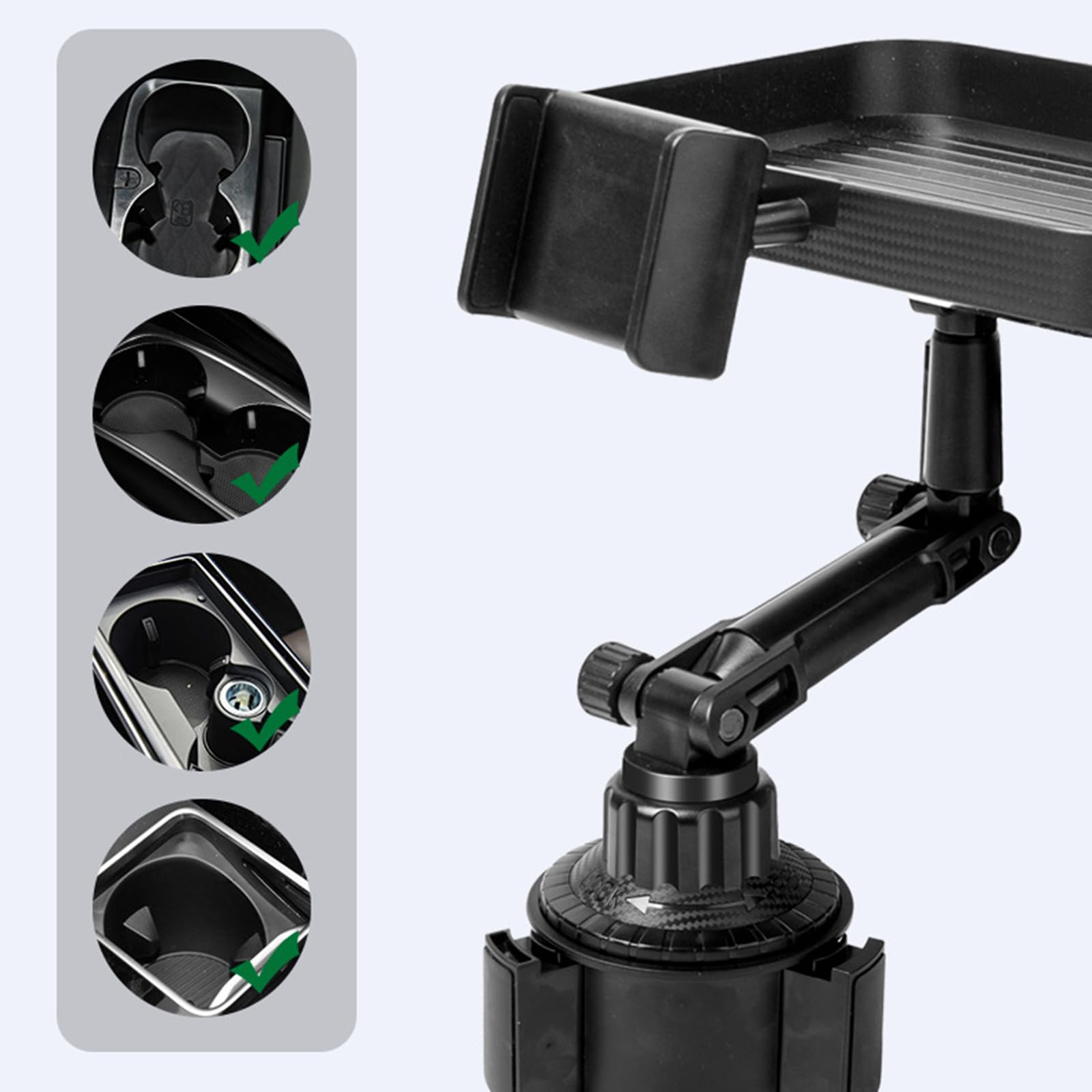 Moltiplicatore Portabicchieri Auto 3 In 1 – Organizer Regolabile Con Vassoio Girevole Per Snack E Telefono