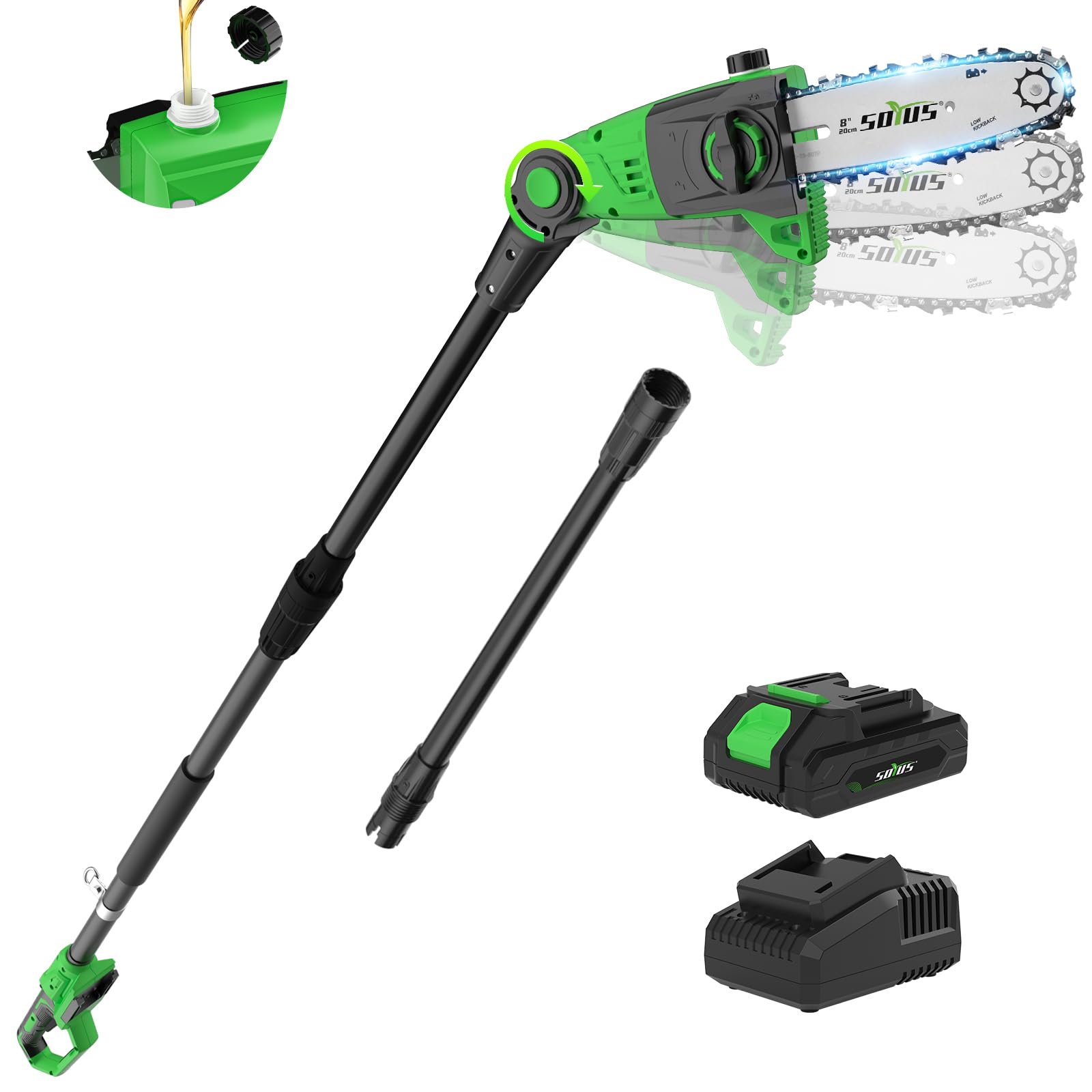 Amazon.com : SOYUS Pole Saw 8-Inch Cordless, 15-Foot Max Reach