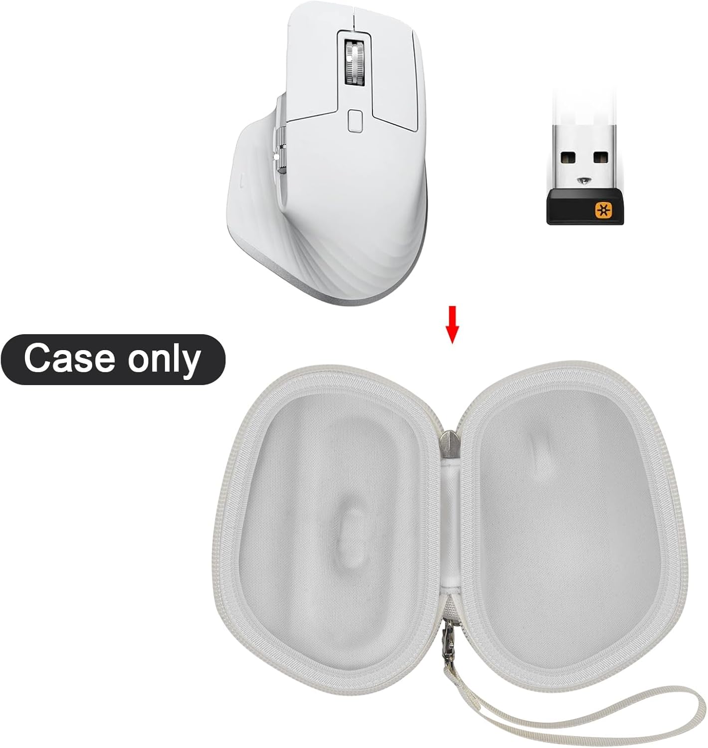 Hard Carrying Case for Logitech MX Master 4 / MX Master 3S / 3 / 2S Wireless Mouse, Portable Travel Storage Box Bag (White) - Image 2