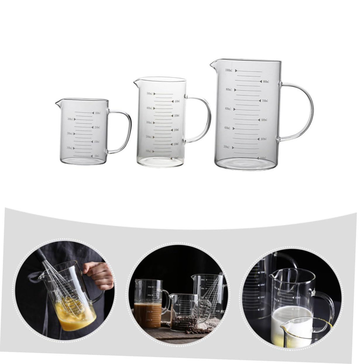 Alipis Lot De 3 Tasses Doseuses En Verre De Capacité Pour Et La Pâtisserie