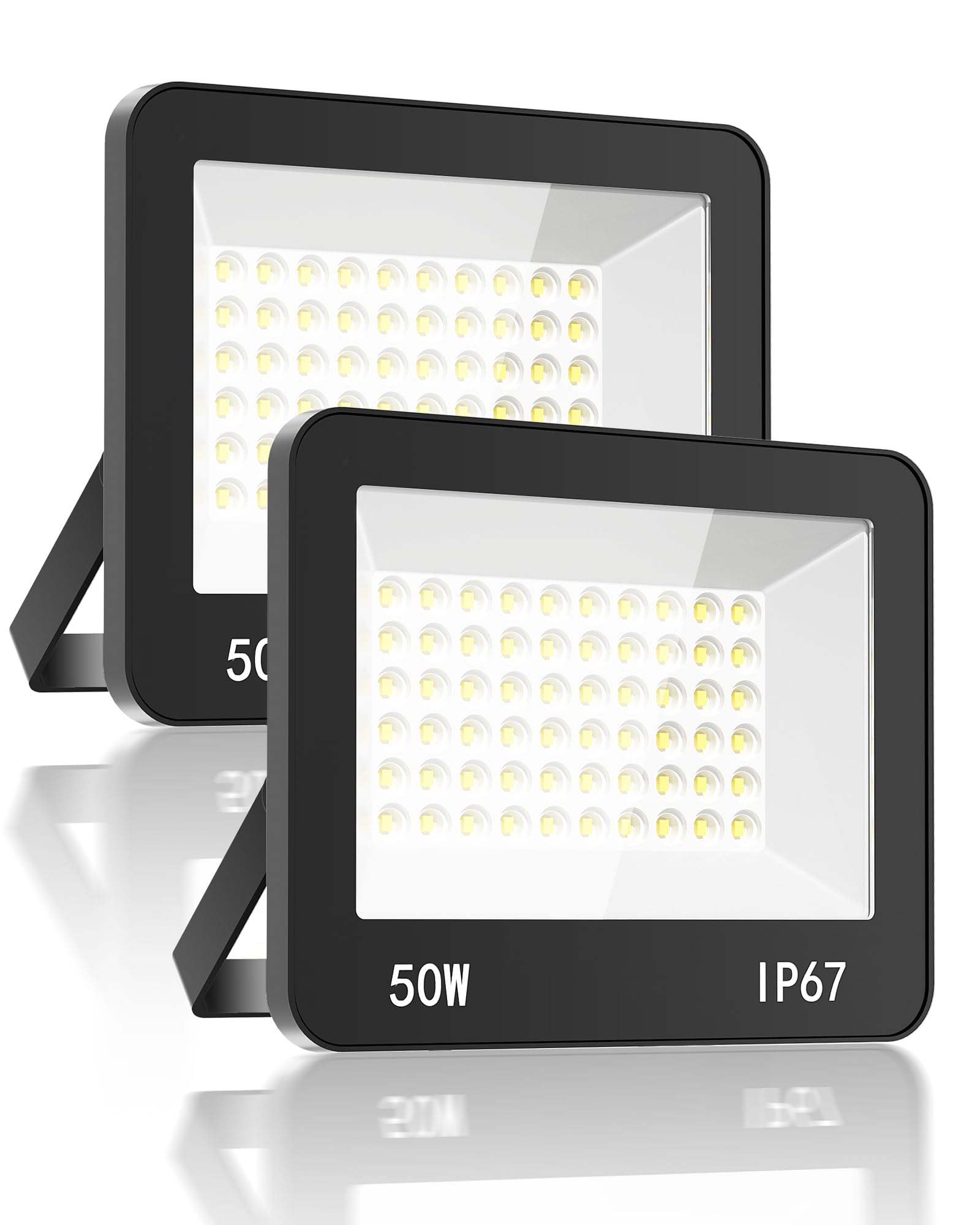 HAPYLUMI LED Strahler Außen 50W 5000LM 2 Stück, Scheinwerfer 6500K | Superhell Außenstrahler Kaltweiß, LED Fluter IP67 Wasserdicht, Flutlicht 220-240V für Garten Terrasse Höfe Garage Sportplätze