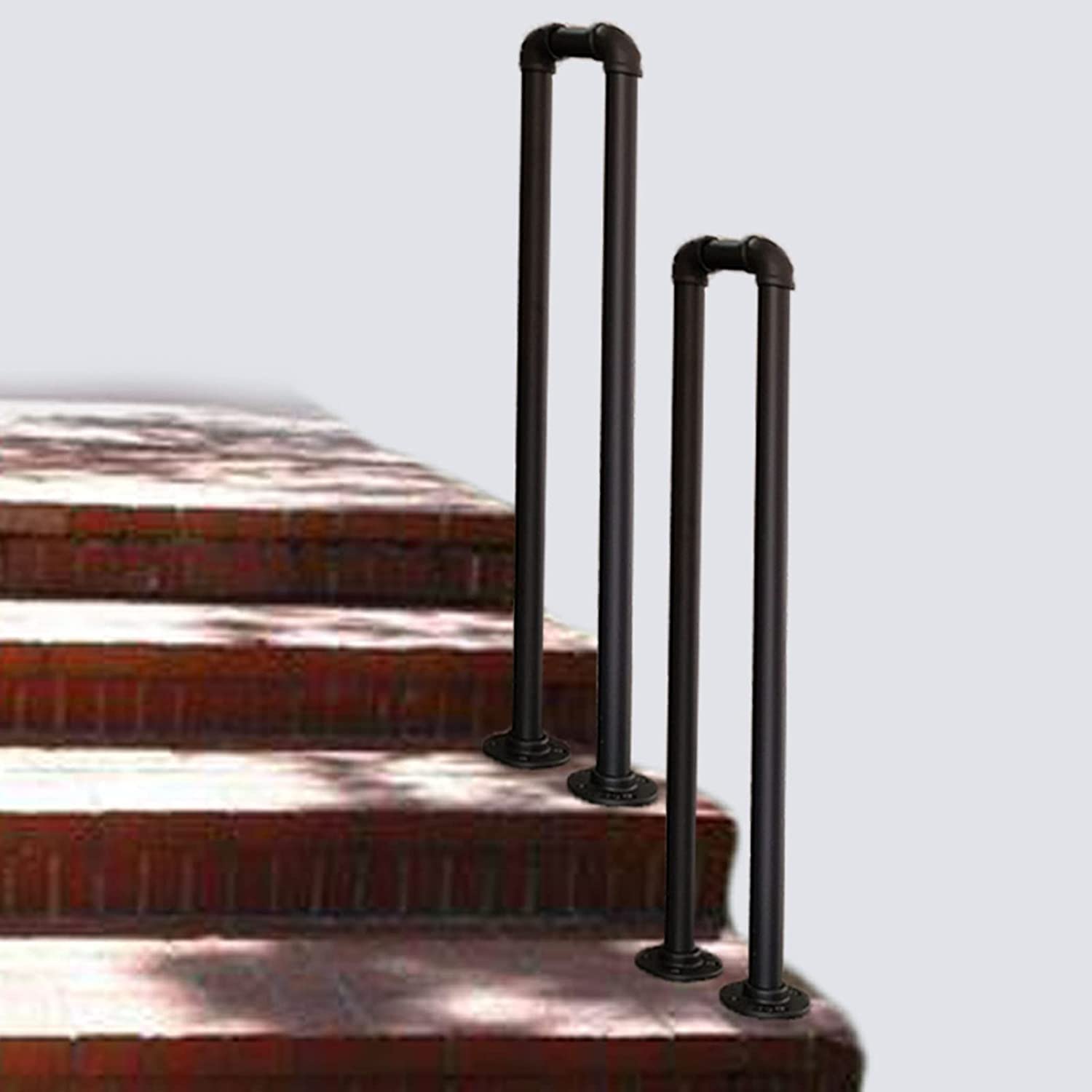 Handrails for Stairs U-Shaped Railing Handrail, Matte Black Galvanized Pipe Stair Handrail, Indoor Or Outdoor Steps Elderly Safety Non-Slip Support Bar(85cm(2.78ft))