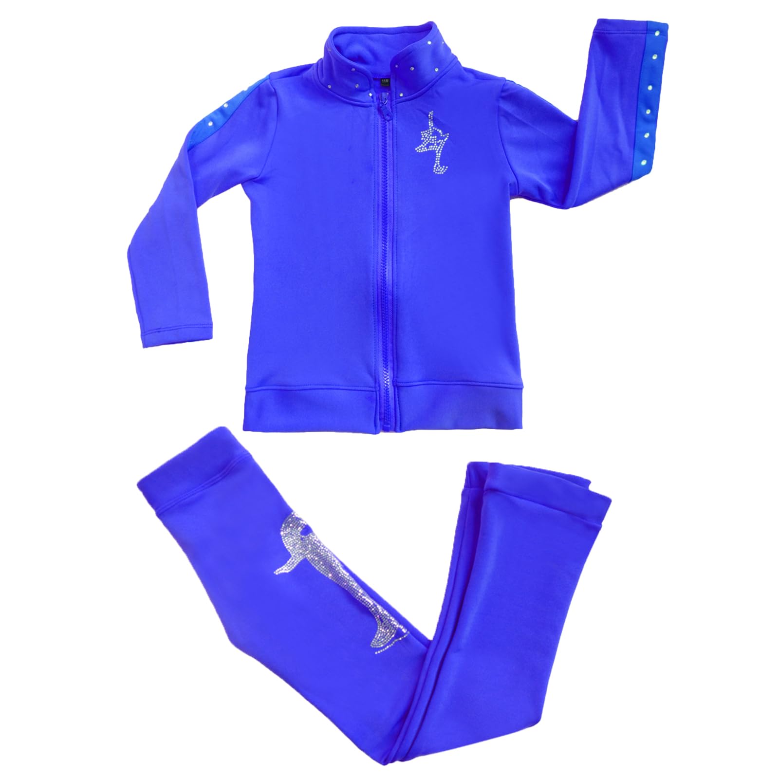 Mädchen Eiskunstlauf Trainingsanzug, fleecegefüttert, elastische Jacke & Hose, warmes Eissport Outfit