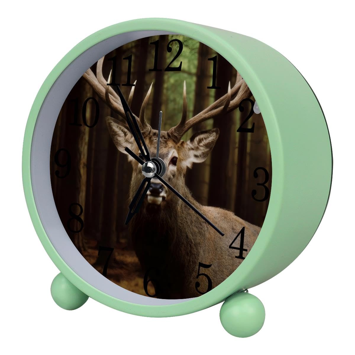 Luoweisi Alarm Clock Forest Deers, Silent Non-Ticking with Night Light