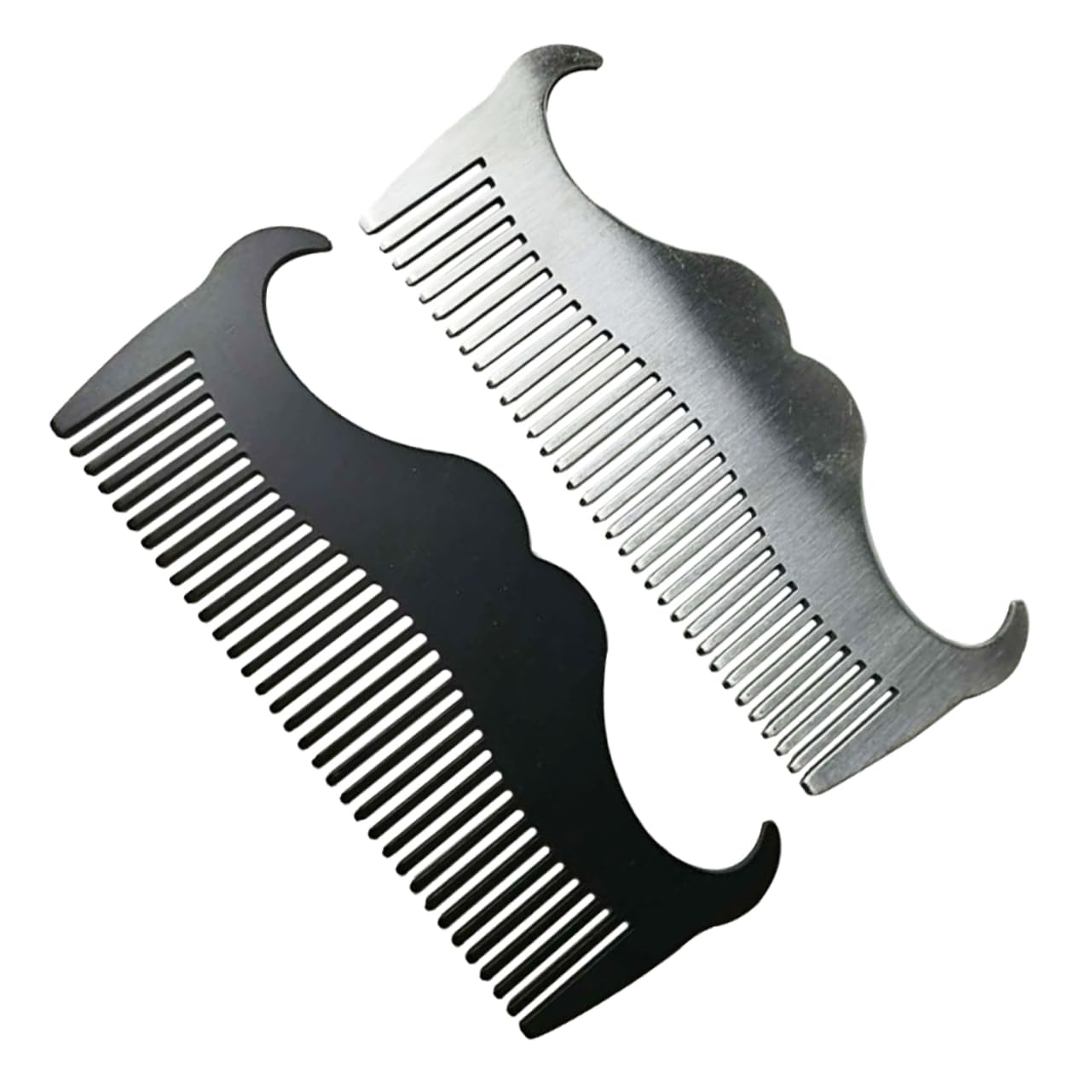 Beatifufu 2Pcs Stainless Steel Men Beard Comb Hairdressing Comb for Precise Styling Durable and Compact Silver Black for Grooming Beard and Hair