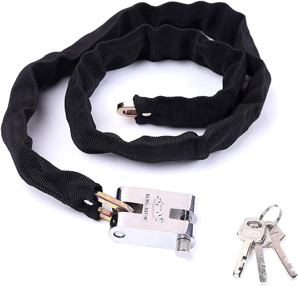 Bicycle Chain Lock,Safety Chain Lock kit,Heavy Duty Motorcycle Lock, Chain Lock,8mm Heavy Duty Lock with 3 Keys,Very Suitable for Motorcycles,Motorcycles,Bicycles,generators,Gates,Bicycles,Scooters.