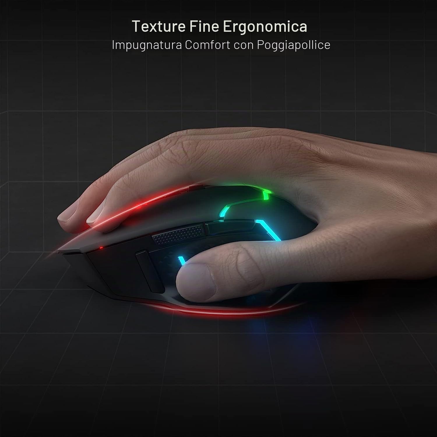 Redragon M690 PRO Mouse Gioco Wireless 8000 DPI Fuoco Rapido | mouse gioco wireless 8000 DPI tasto fuoco rapido 8 pulsanti macro design ergonomico PC Mac laptop nero
