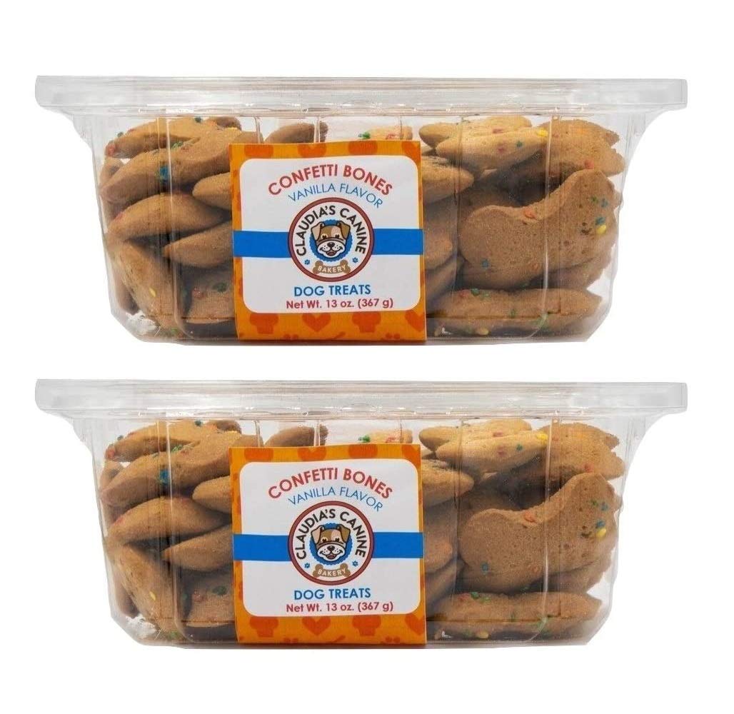 Claudia's Canine Bakery 2 Pack of Rainbow Confetti Bone Dog Biscuits, 13 Ounces Each, Vanilla Flavor, Made in The USA