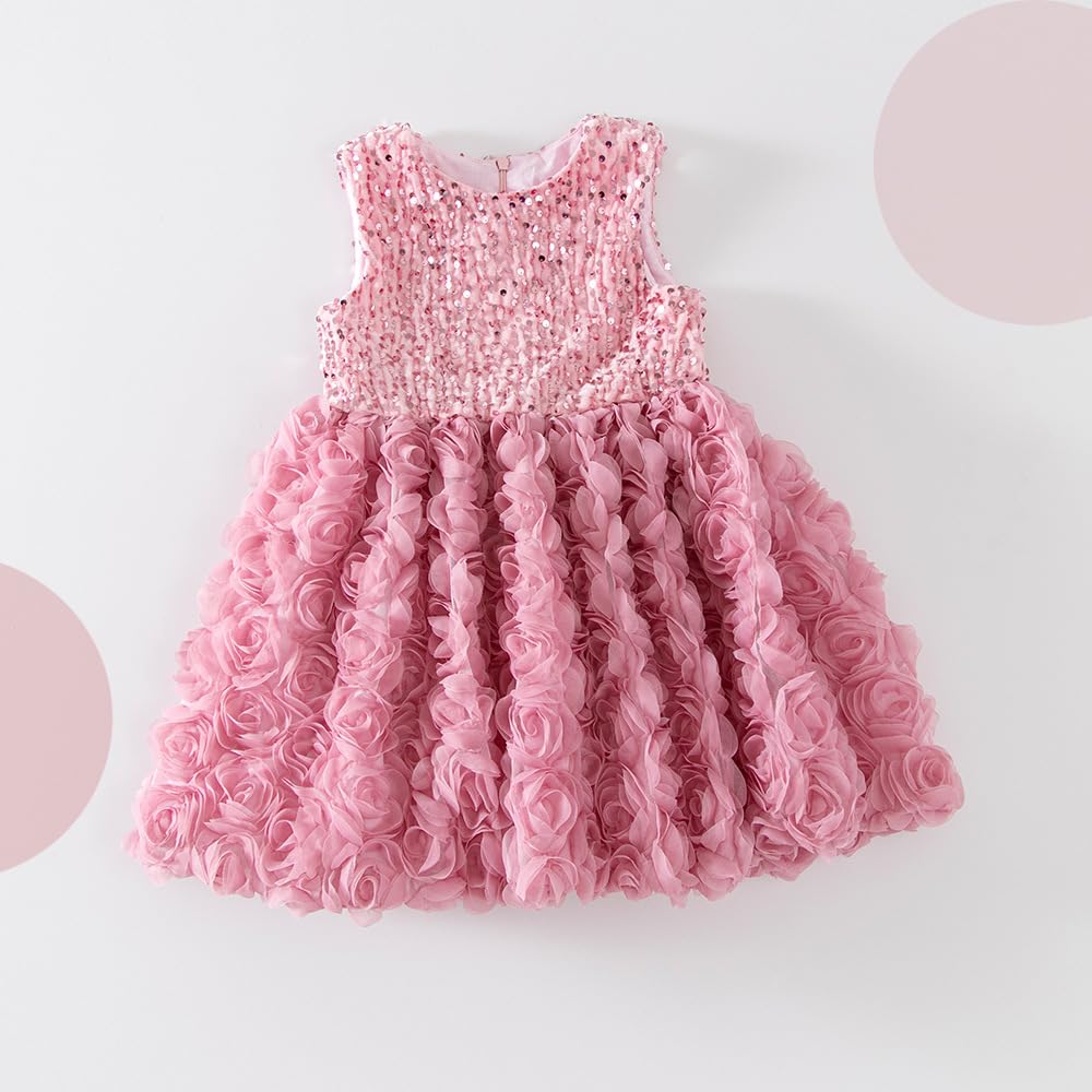 Kinder Baby Mädchen Prinzessin Partykleid ärmellos Pailletten Tank Blumen Tüllkleid Geburtstagspartykleid