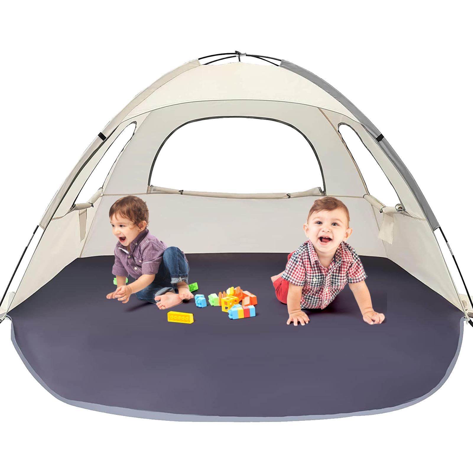 Tenda Da Spiaggia VILLEY 3x3.3m - Parasole UPF50+ Con Kit Fissaggio, Per 6 Persone - Foto 4