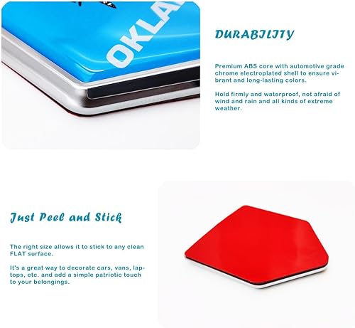 Miniatura 3 de Overdecor Calcomanías de bandera de Oklahoma, emblema de automóvil, accesorios de automóvil, decoraciones de escudo cromado, calcomanías para autos,