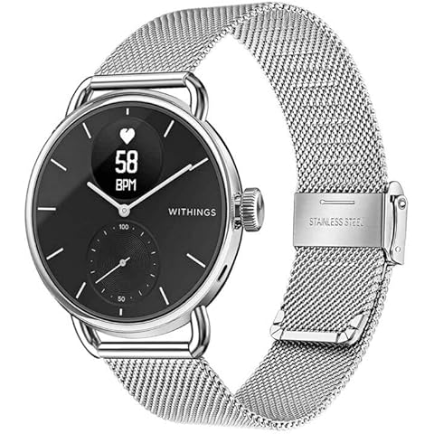 TRUMiRR Compatible with Withings ScanWatch 42 mm 20 mm Bracelet, Mesh Woven Stainless Steel Bracelet Quick Release Metal Watch Strap for Withings ScanWatch 42 mm / Steel HR 40 mm / Steel HR Sport Cover