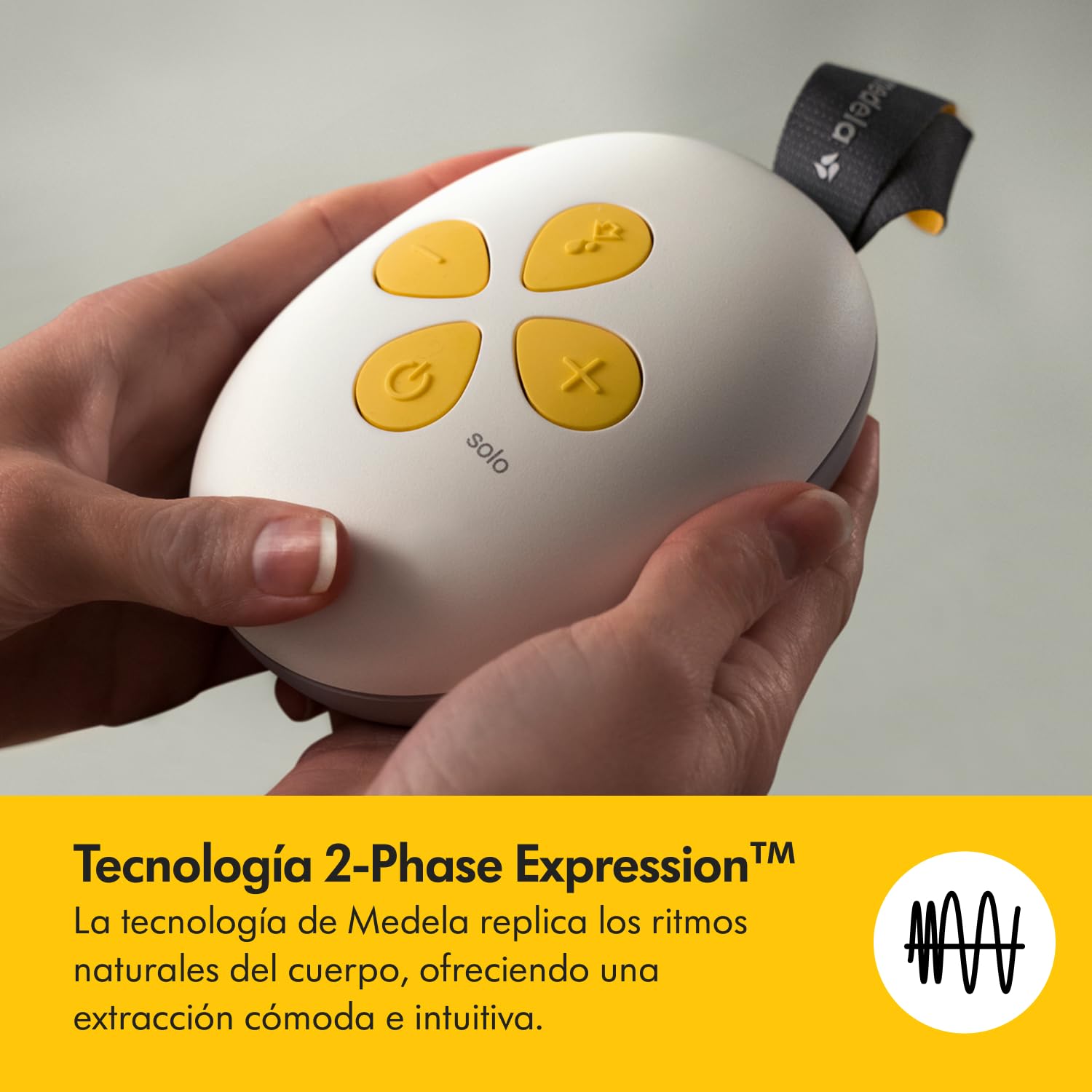 Medela extractor de leche eléctrico individual Solo, extracción silenciosa, recarga mediante USB, embudos PersonalFit Flex y tecnología 2-Phase Expression, Solo