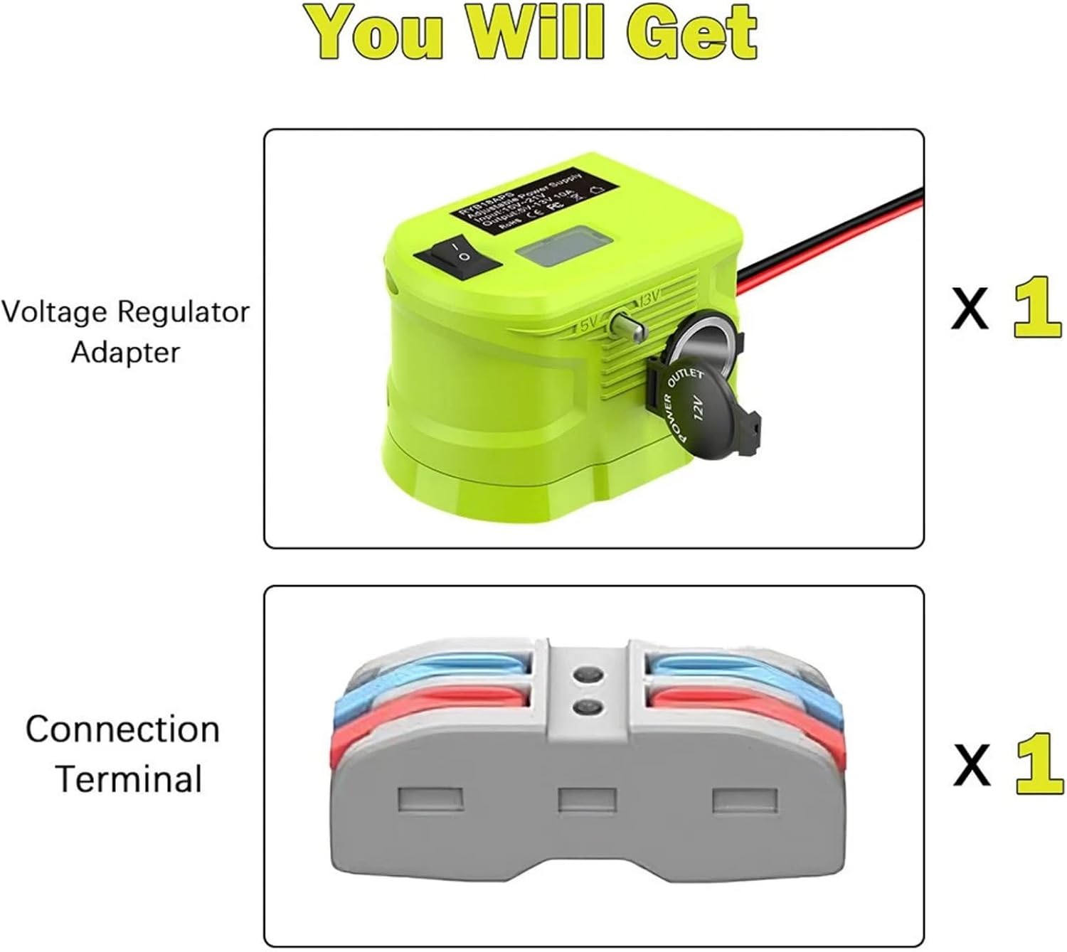 18V to12V Step Down Converter, Lighter Adapter Buck Adapter for Ryobi 18V Battery