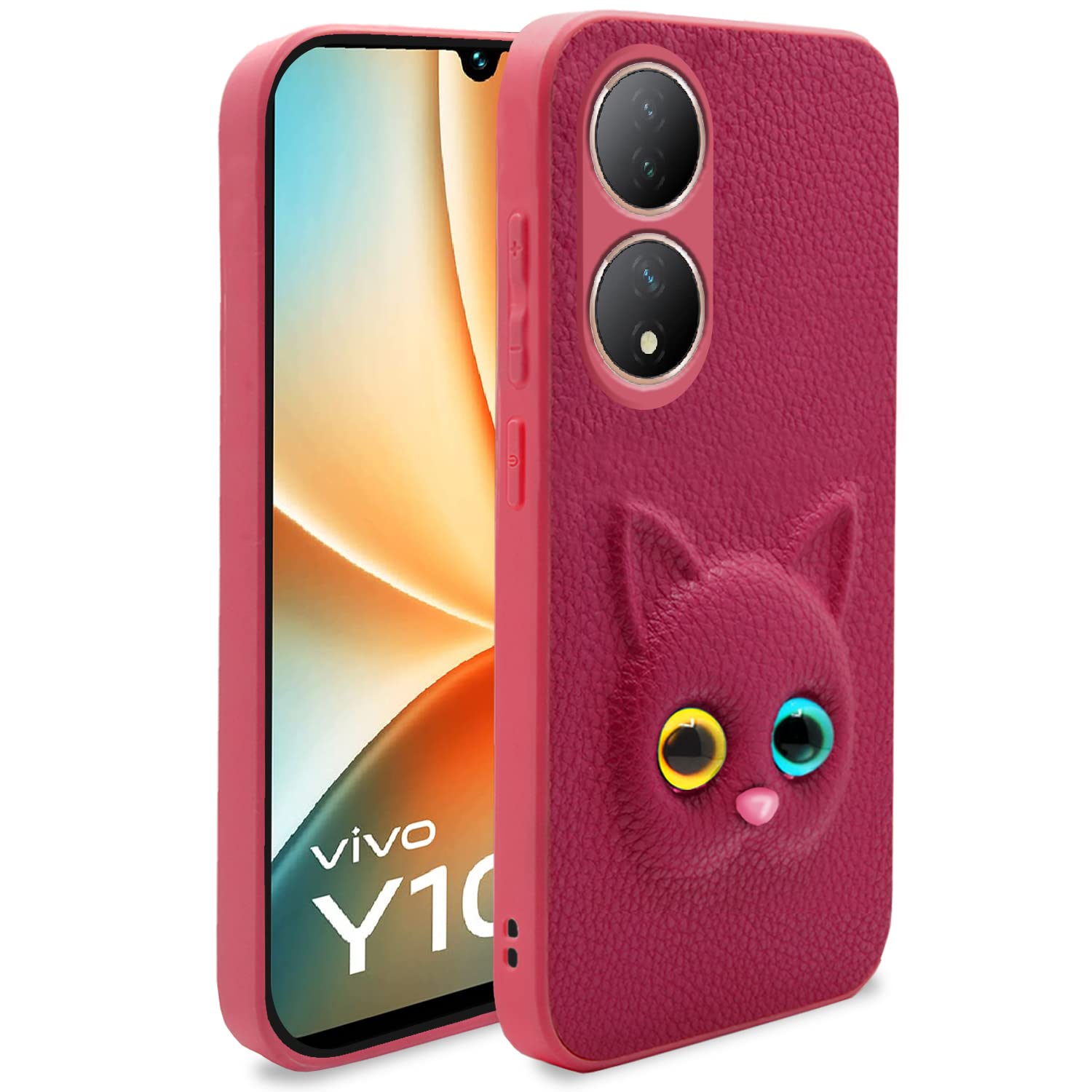 Pikkme Vivo Y100 Back Cover for Girls | Cute Cat Leather Finish | Soft TPU | Case for Vivo Y100 (Pink) (B0C619ZSNL) Amazon Price History, Amazon Price Tracker