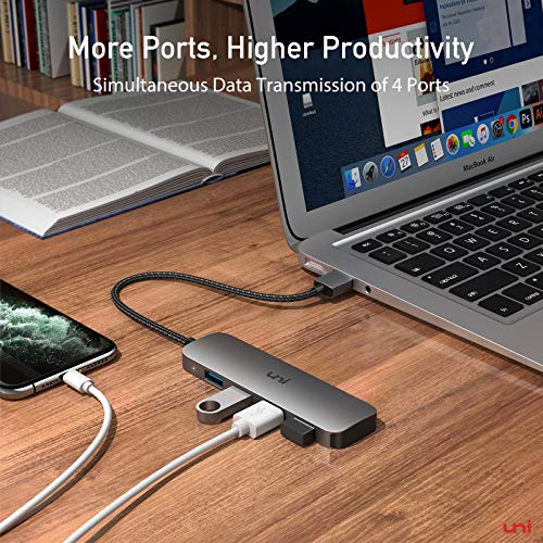 USB-Hub-uni-Aluminum-4-Port-USB-Splitter-for-Laptop-Slim-USB-30-Hub-Keyboard-and-Mouse-Adapter-Compatible-with-PC-MacBook-Air-Mac-Pro-iMac-Surface-Pro-Flash-Drive-Mobile-HDD