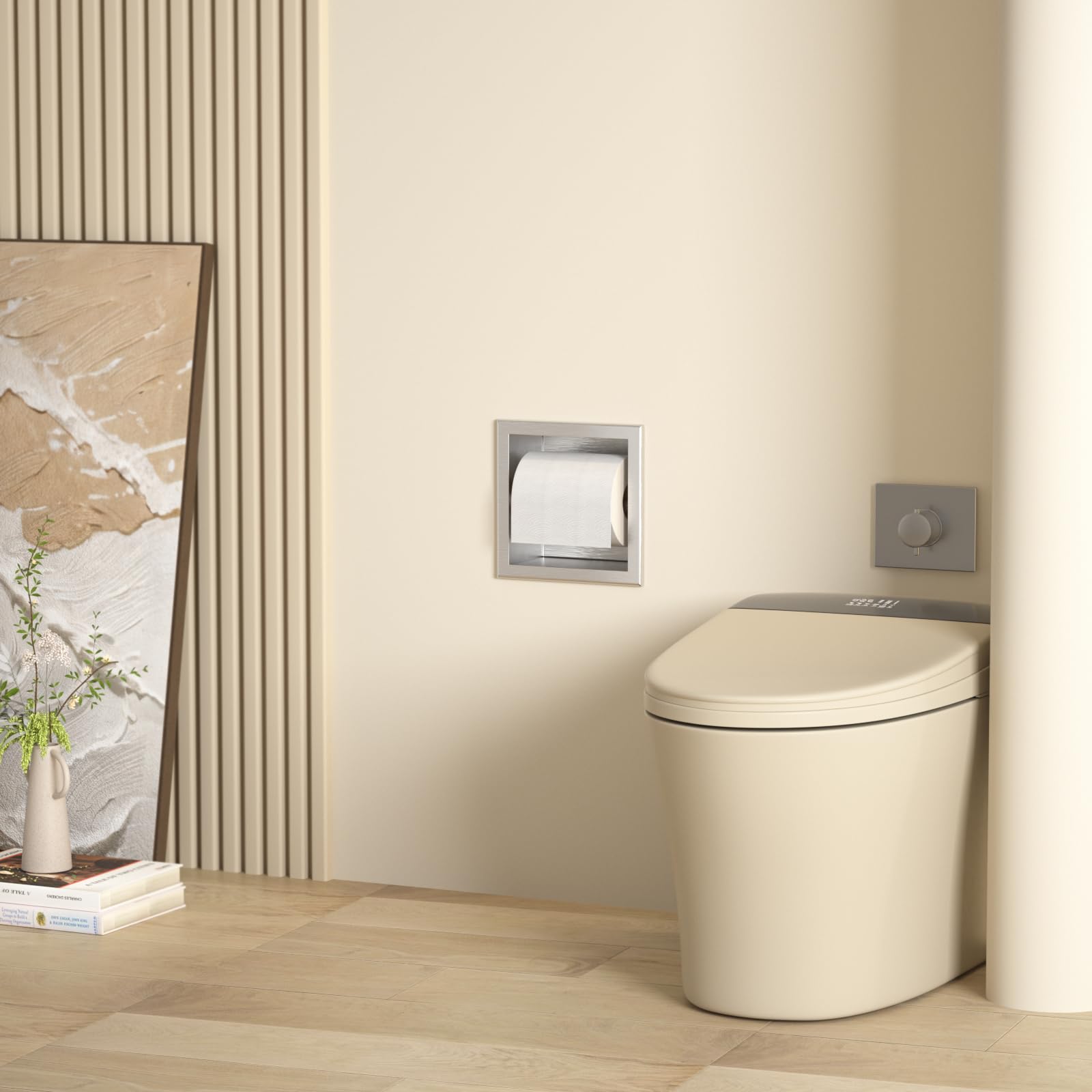Porta carta igienica da incasso, in acciaio inox, per il bagno, 17,3 x 17,3 x 8,7 cm, argento