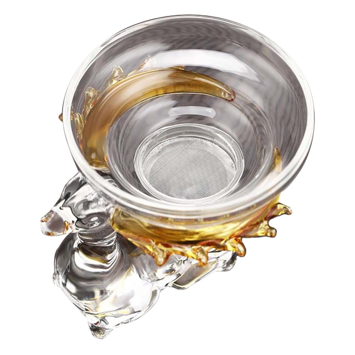 SECFOU Infusor de Té de Cristal Transparente en Forma de Ciervo, Colador de Malla Fina para Filtro de Residuos, Accesorio para Infusiones Caseras, Filtro Práctico para Té Gongfu, 1