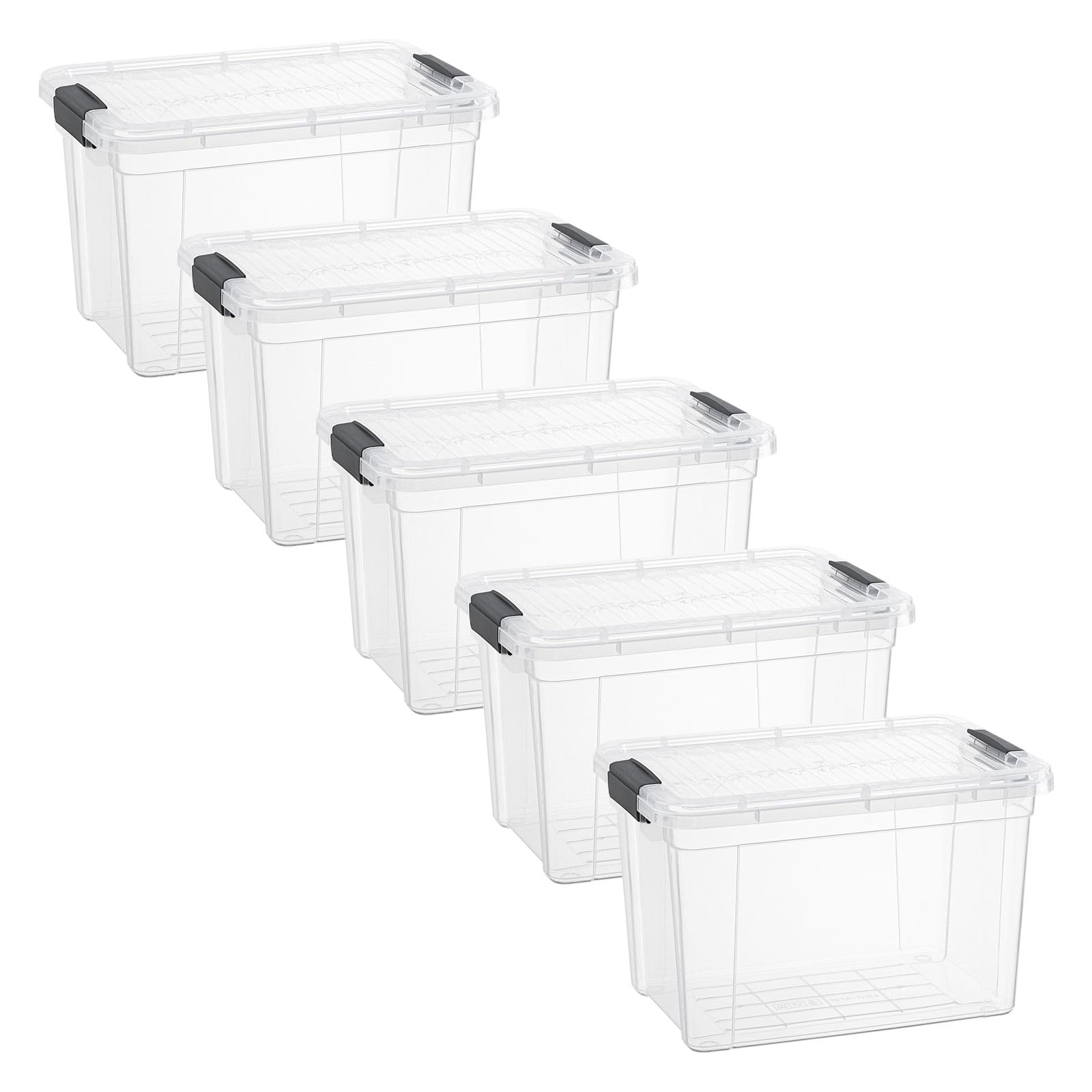 Superio 8.7 Quart Clear Plastic Storage Boxes with Lids, Stackable Organizer Containers, BPA-Free Storage Bins for Home, Office, School &amp; Dorm, 5 Pack