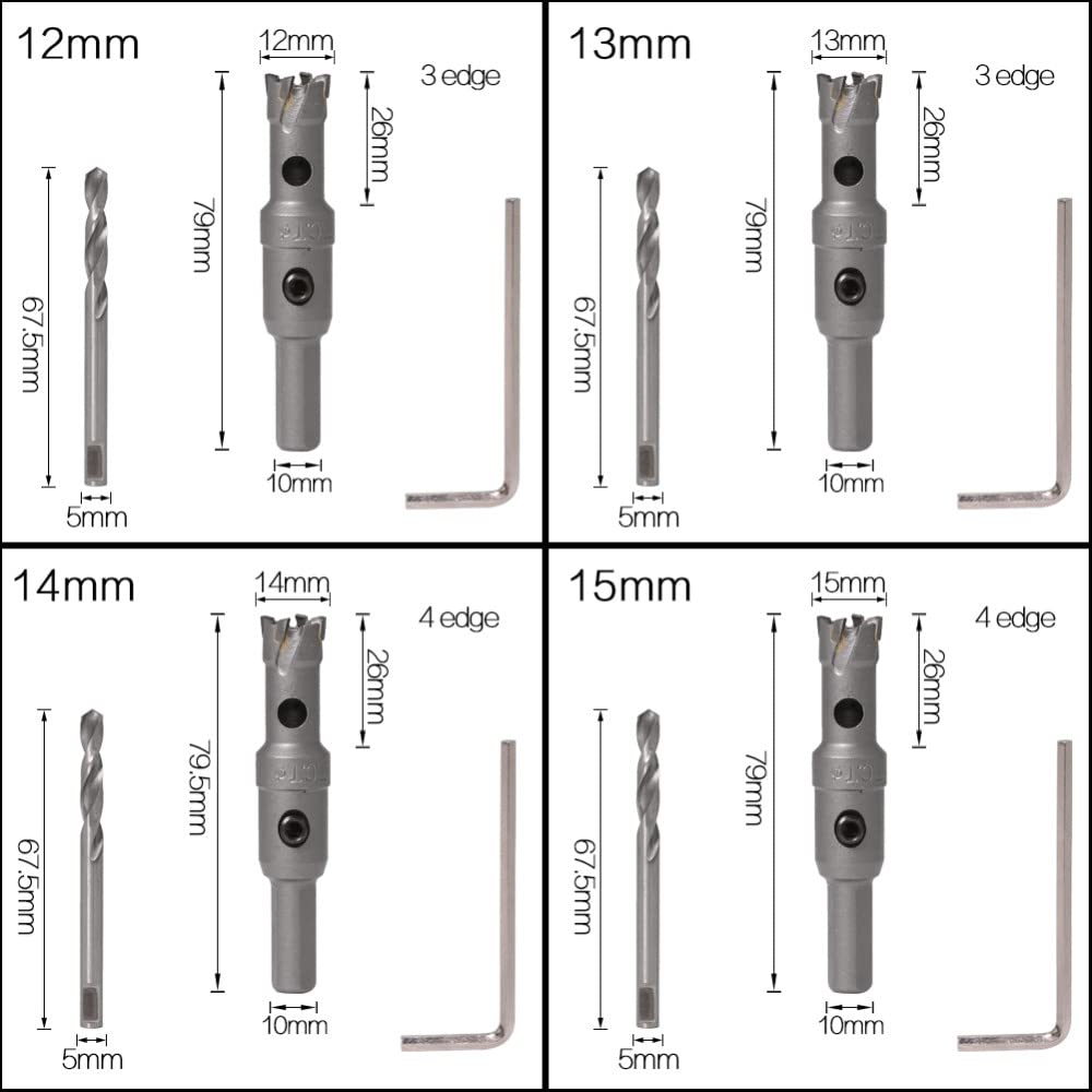 1 pieza 5A, broca con punta de carburo, sierra de orificio, juego de brocas de 12-150 mm, sierra de orificio para perforación de aleación de metal de acero inoxidable, 135 mm