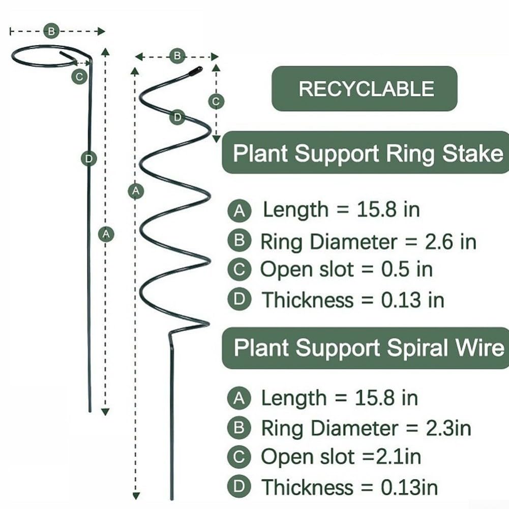 Support en spirale pour plantes grimpantes, 40 cm, petit piquet de jardin pour plantes grimpantes, support d'escalade pour fleurs, tomates, vignes, culture intérieure et extérieure (B)