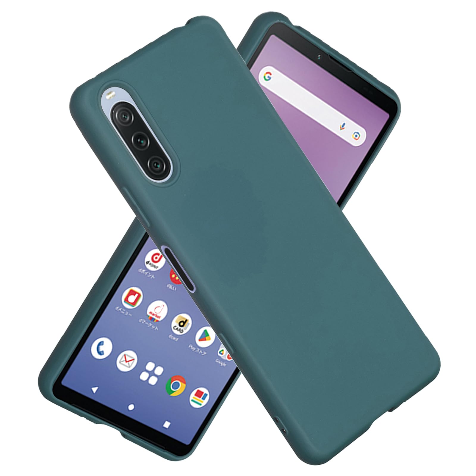 【 Moilyo 】対応SONY Xperia 10 V SO-52D/SOG11/SoftBank用の ケース シリコン レンズ保護（ミッドナイトグリーン）ソニー エクスペリア10v用 スマホケース マット質感 全面保護 耐衝撃 滑り止め ソフト TPU シリコン カバー 薄型 軽量 ストラップホール付き 落下防止 xperia 10v ソフトカバー (Green)