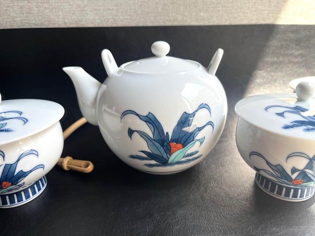 Amazon.co.jp: 伊万里焼 畑萬陶苑 万年青 おもと 茶器揃 急須 蓋付き