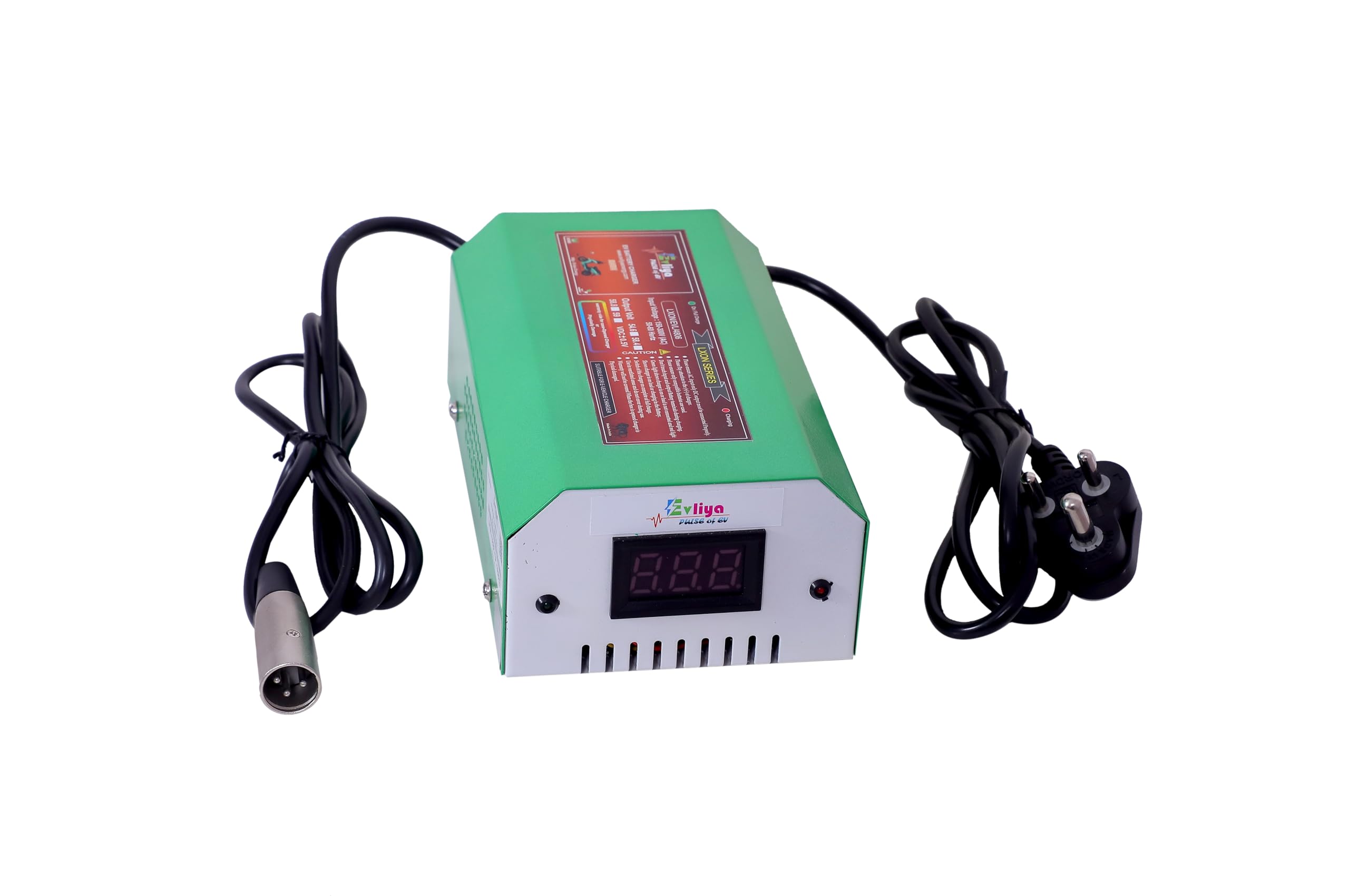 EVLIYA EV SCOOTY & Bike Chargers 48 Volt / 6 Amp / 59 Volt Auto Battery Cutt-Off (XLR Round PIN Hero Type Connector) with Digital Display (Lithuim Battery Charger) Suitable for All e-Vehicles-picture-44