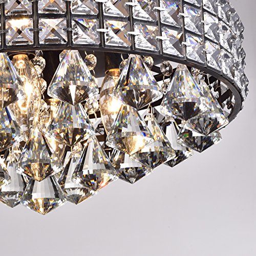 Jolie Iron Shade Crystal Flush Mount Chandelier - Thumbnail 4